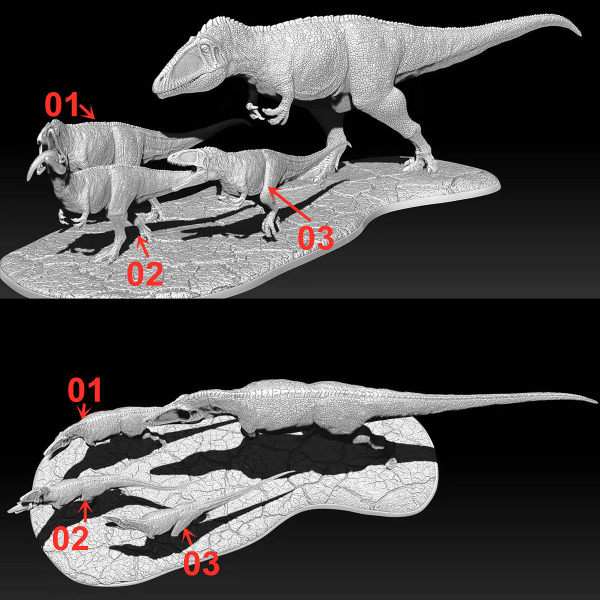 1/20 Carcharodontosaurus Family Scene Statue Unpainted GK