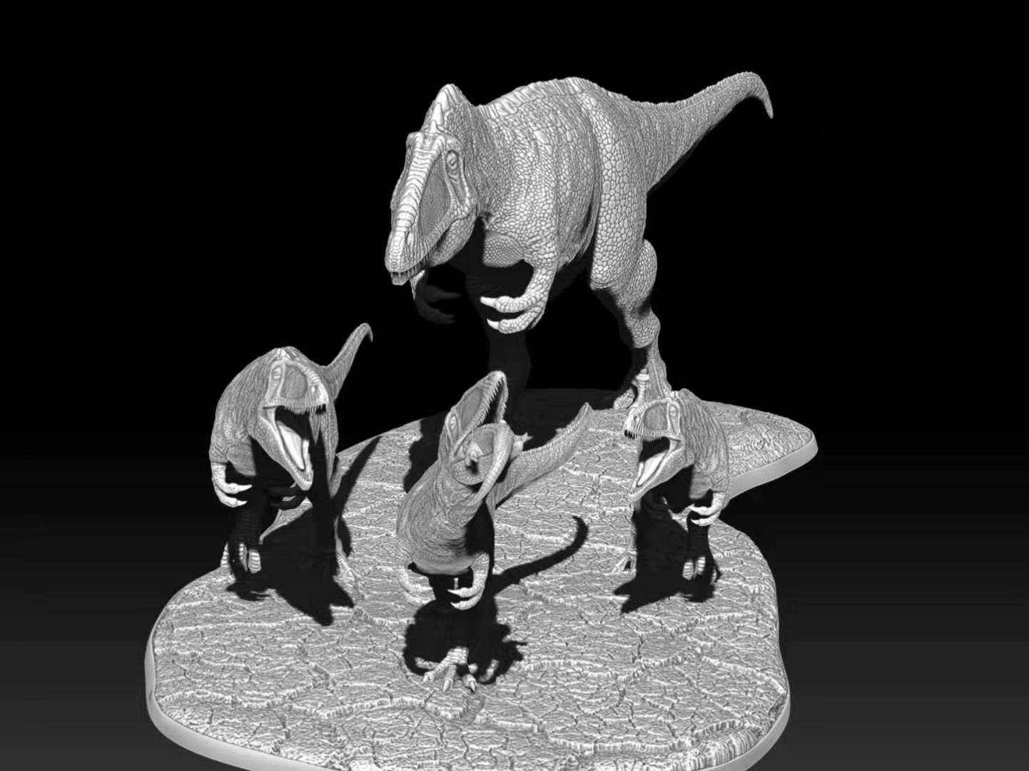 1/20 Carcharodontosaurus Family Scene Statue Unpainted GK