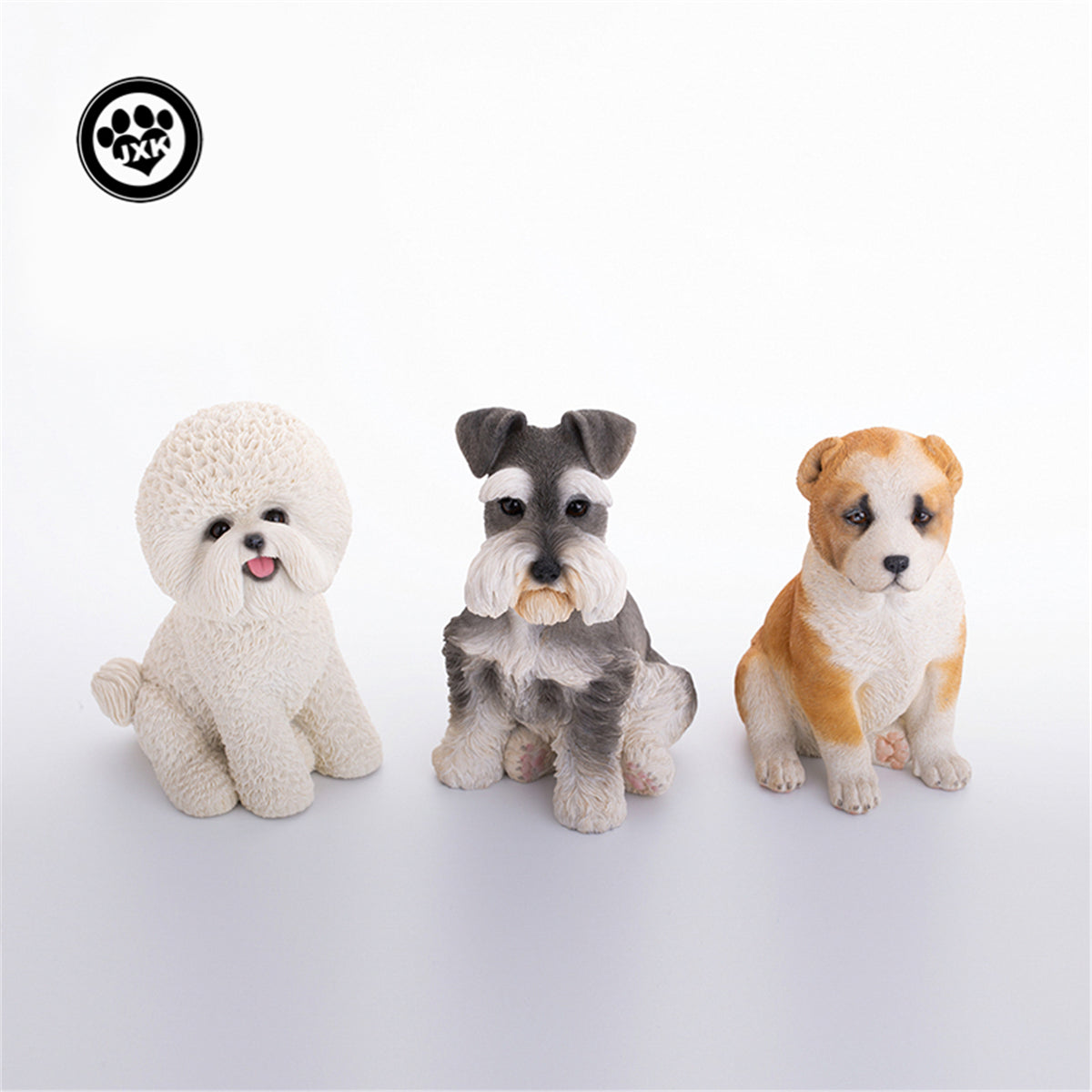 JXK Bichon Frise Schnauzer Shepherd Dog Figure