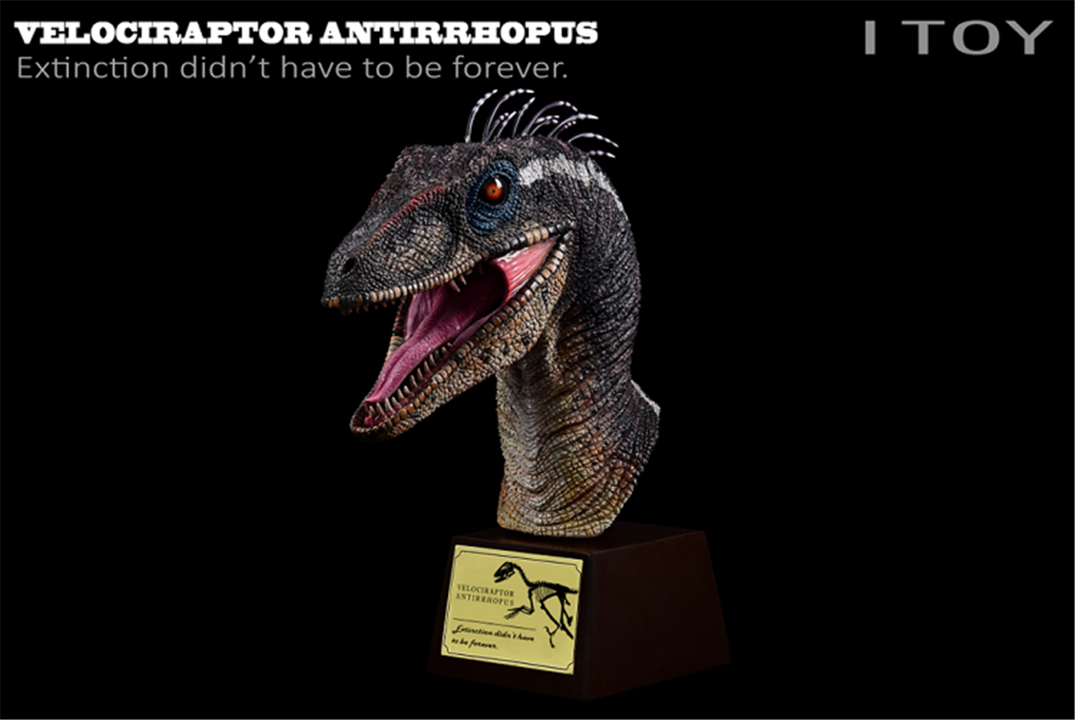 ITOY Male Velociraptor Head Bust Model