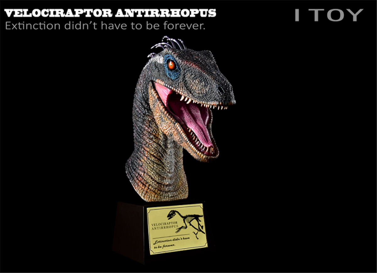 ITOY Male Velociraptor Head Bust Model