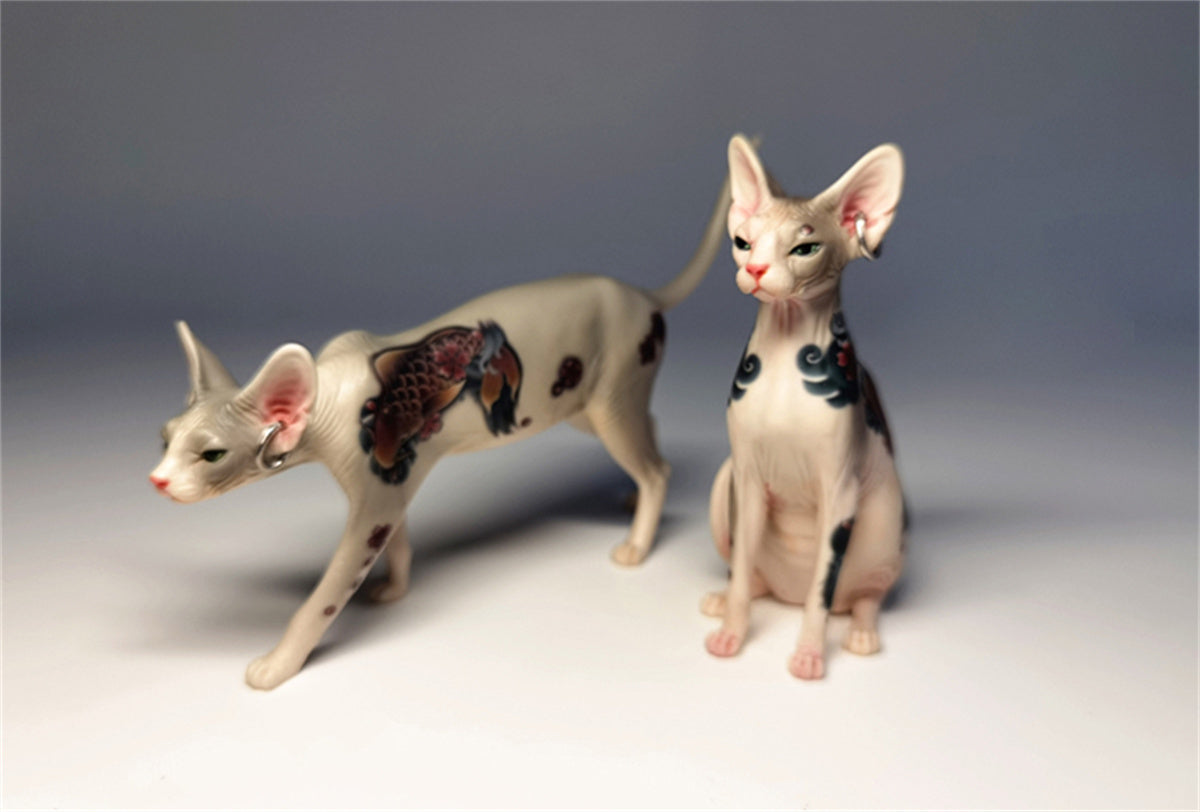 JXK Tattoo Canadian Hairless Cat Figure
