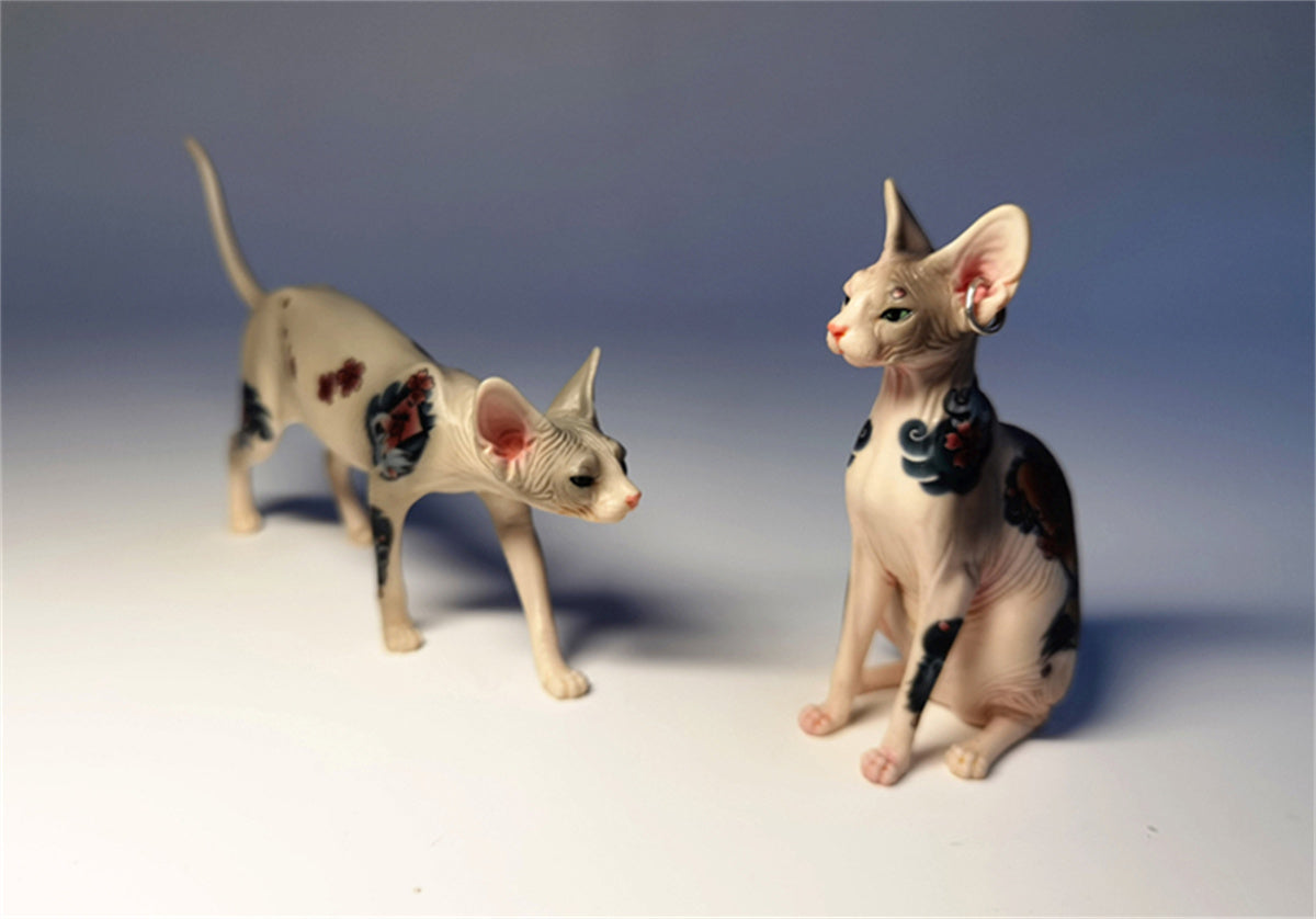 JXK Tattoo Canadian Hairless Cat Figure