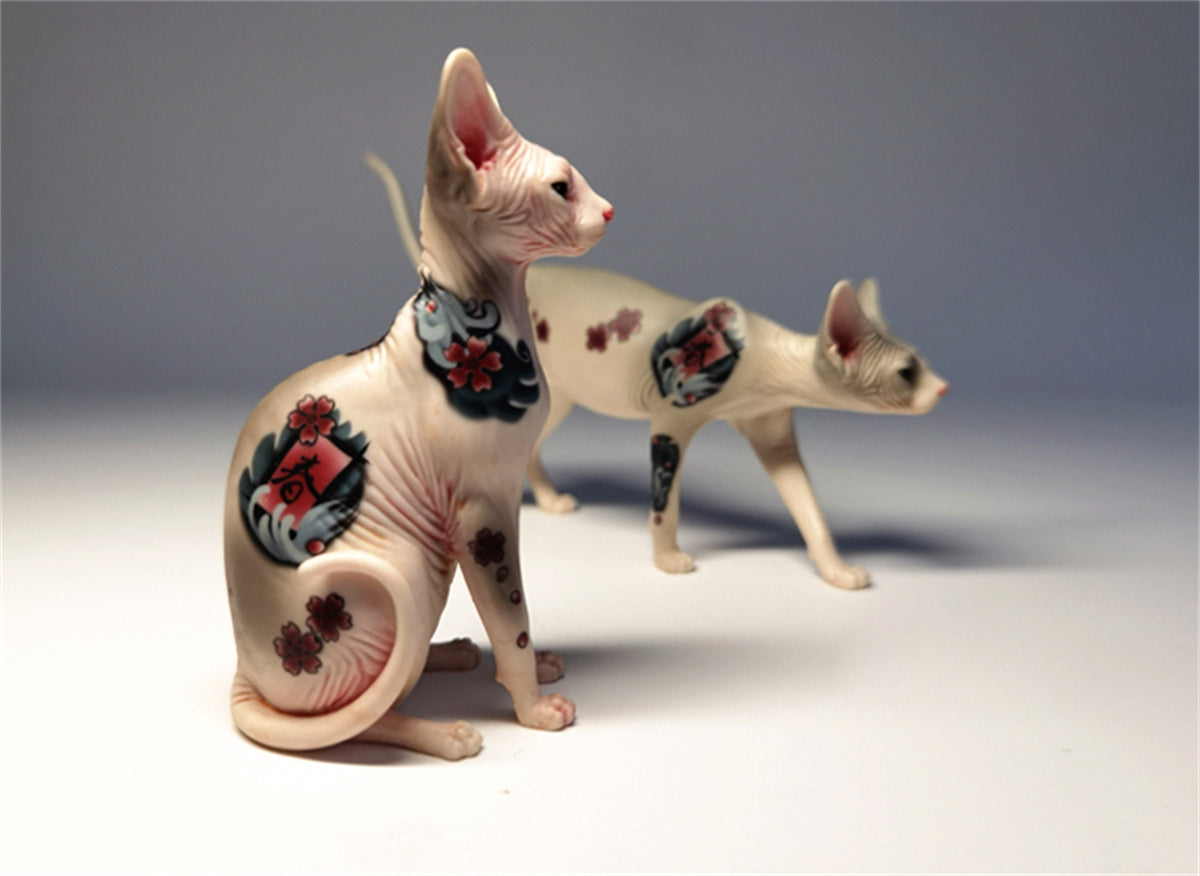 JXK Tattoo Canadian Hairless Cat Figure