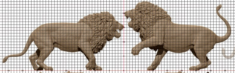 WS Studio Male Lion Fight Scene Statue