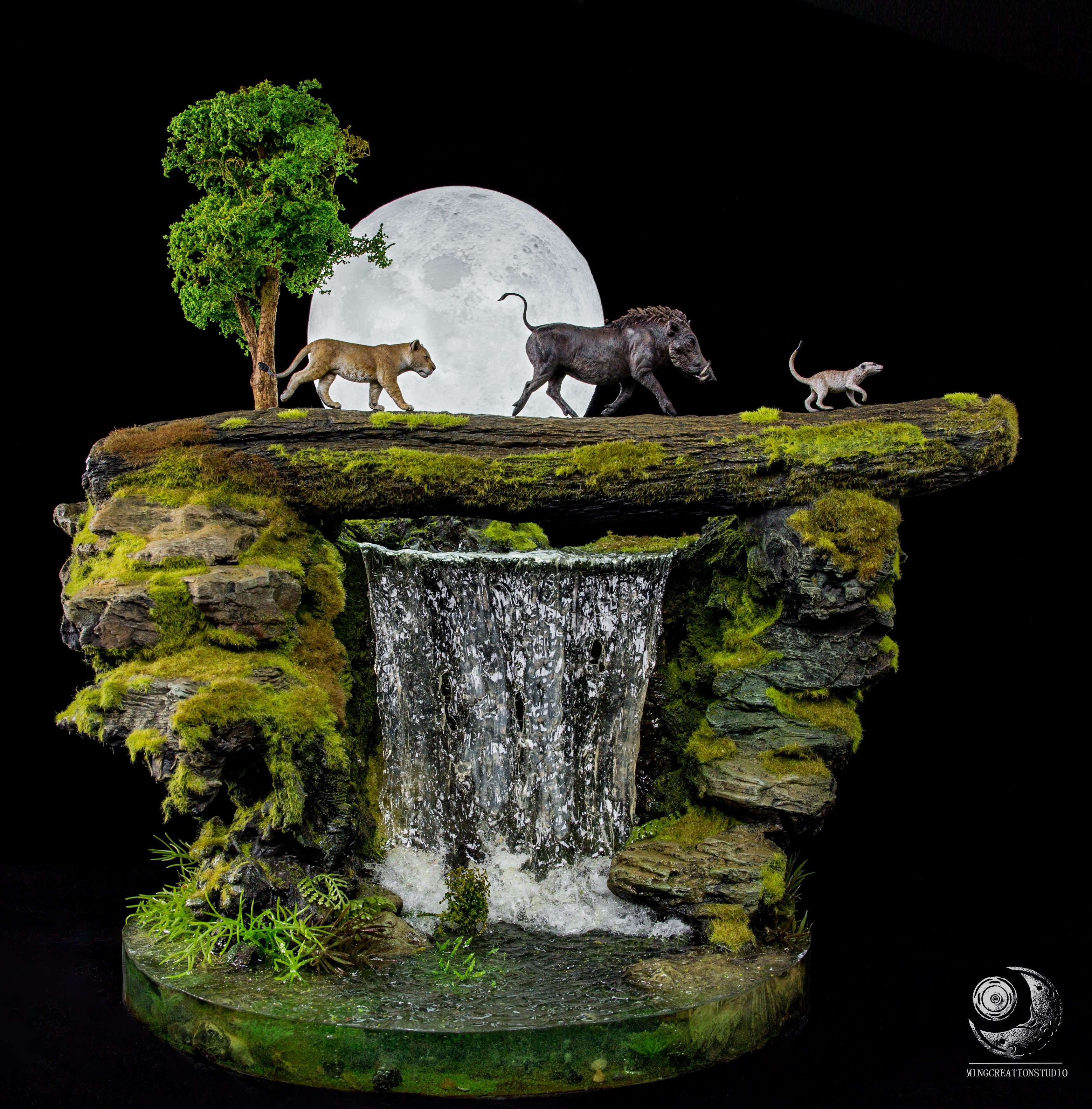 Lion Warthog Meerkat Scene Model