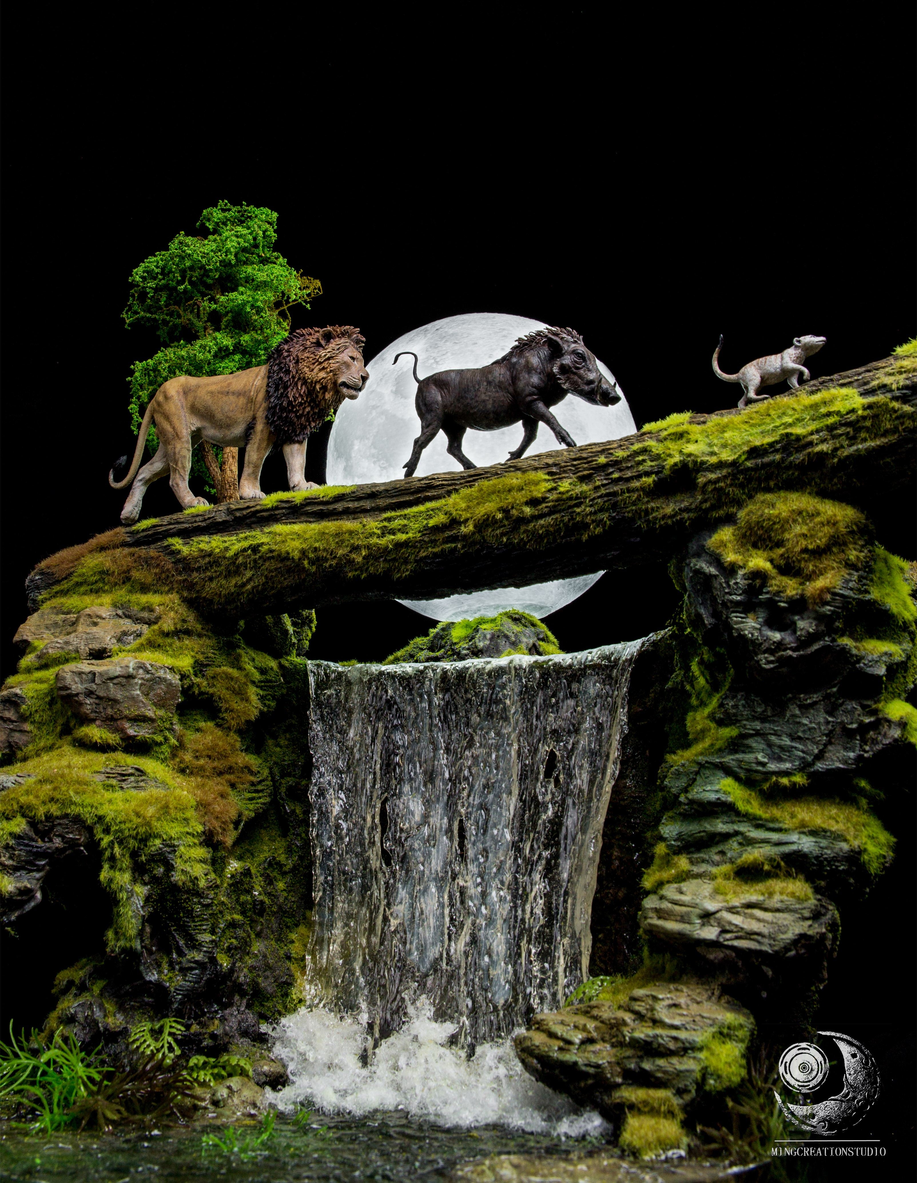 Lion Warthog Meerkat Scene Model