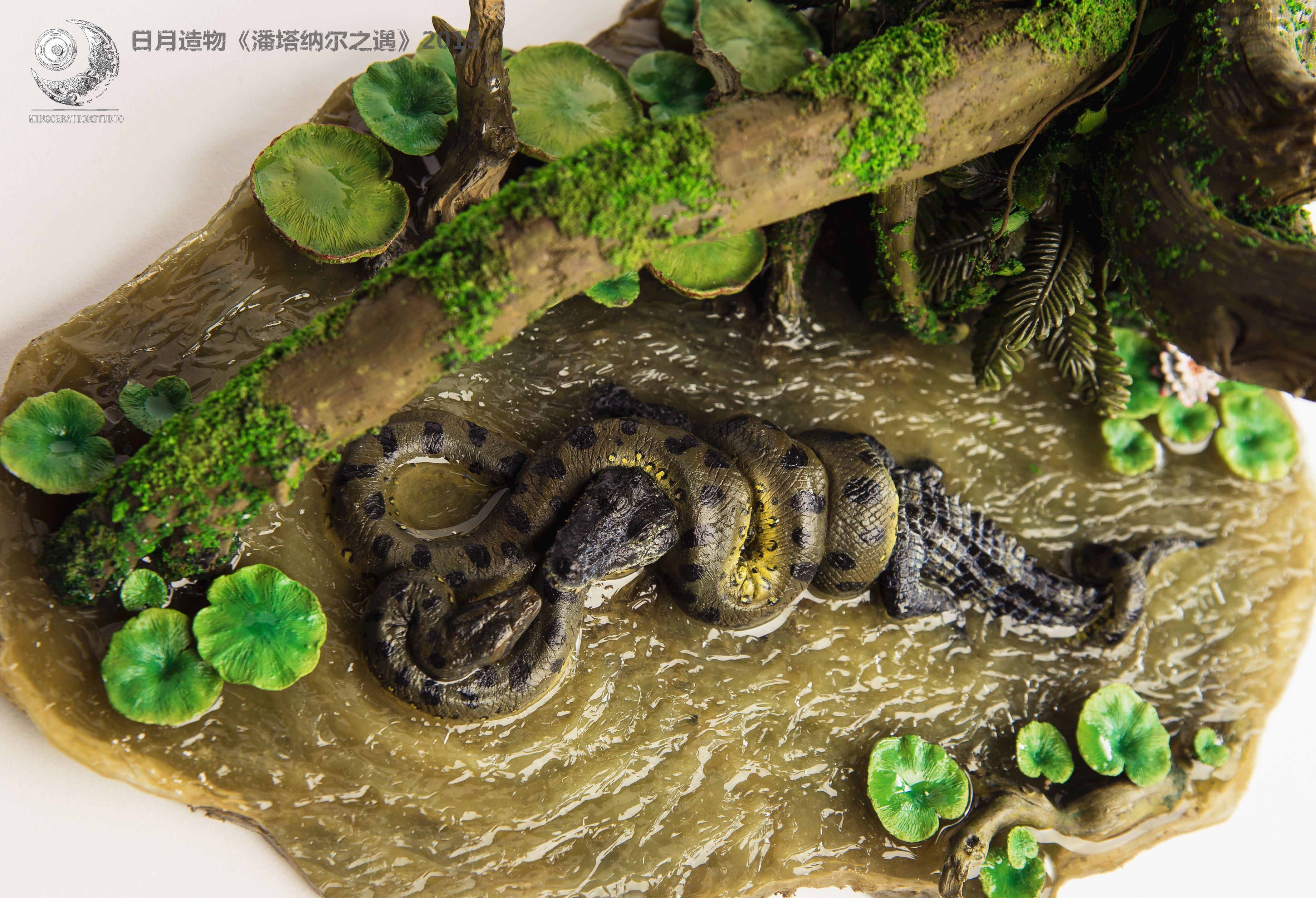 Panthera onca Eunectes Murinus Caiman Scene Model
