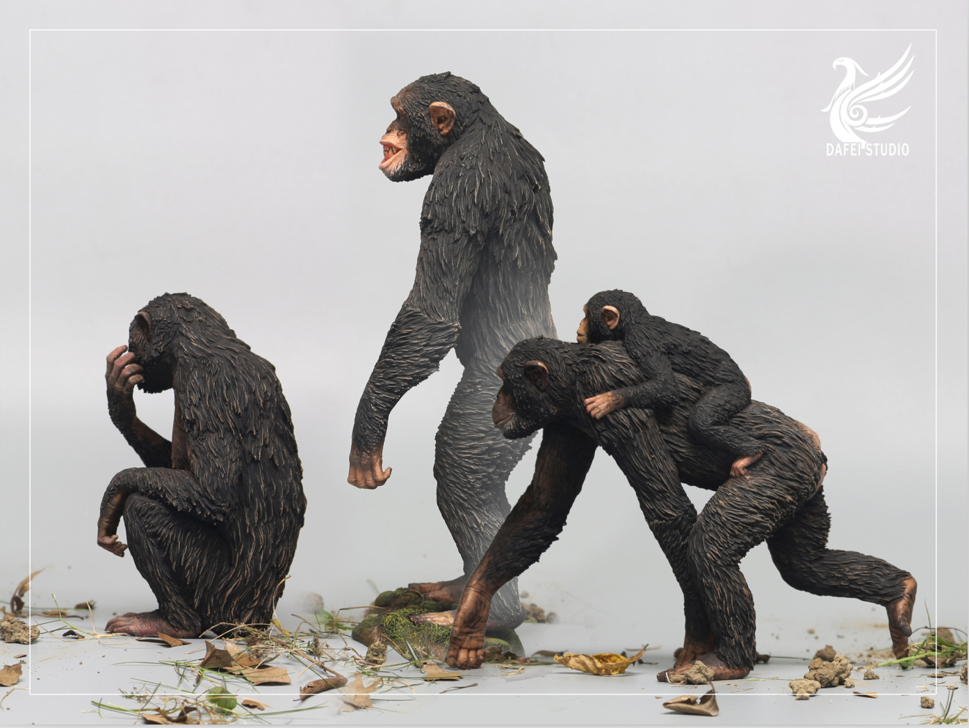 Dafei Pan troglodytes Dwarf Chimpanzee Unpainted Statue