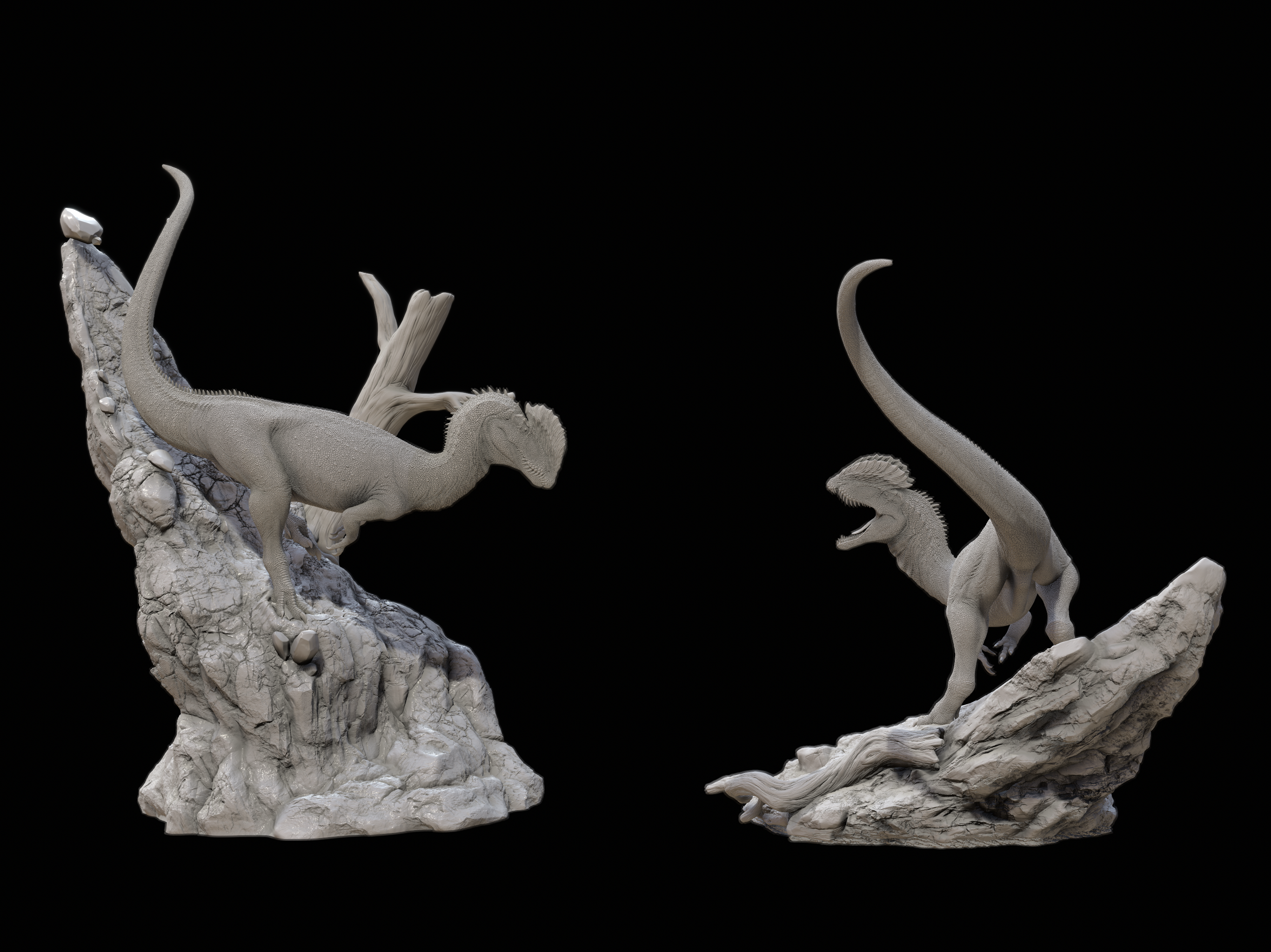 LINGHU ART STUDIO 1/35 Scale Dilophosaurus Scene Model Kit