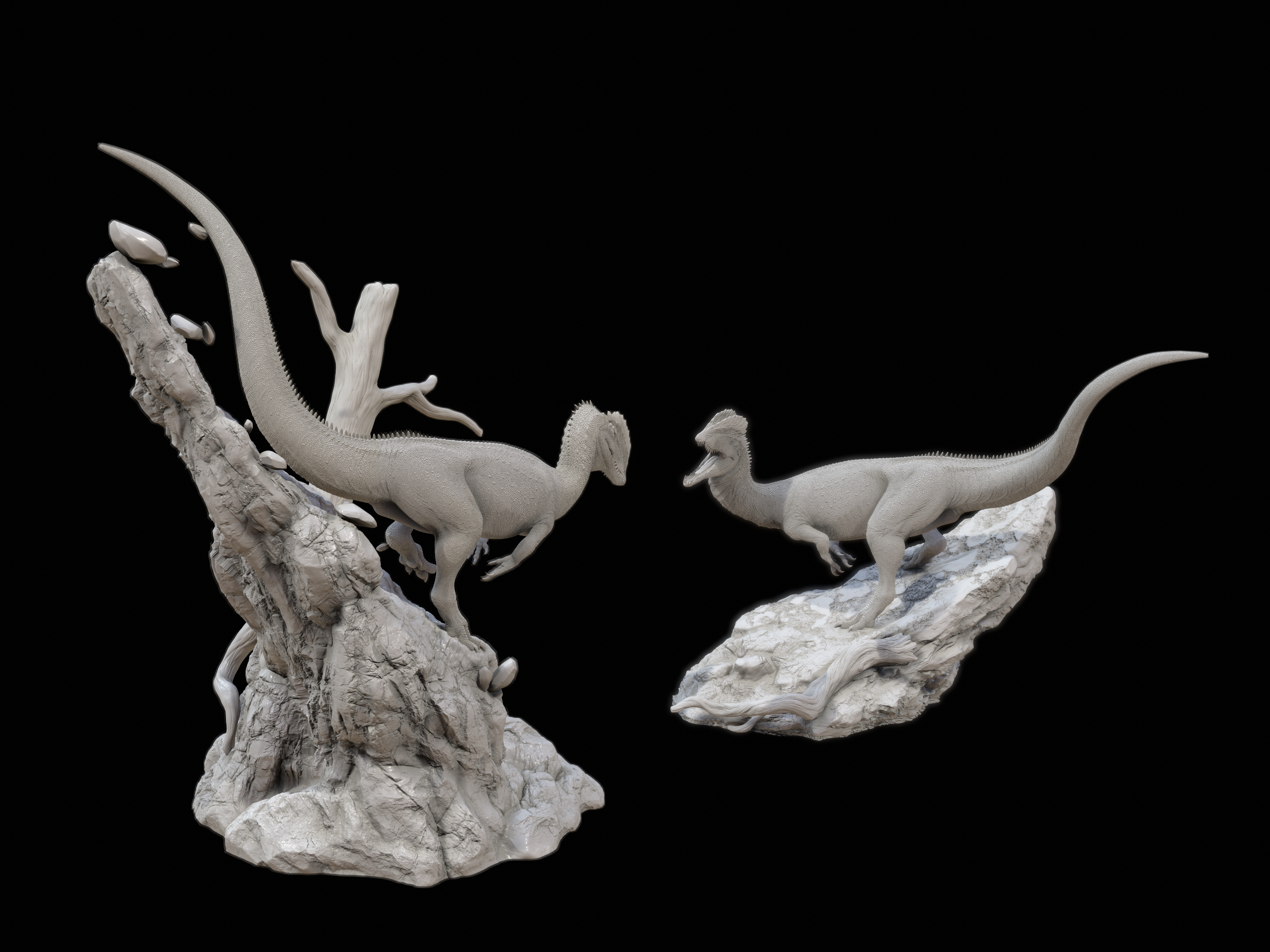 LINGHU ART STUDIO Dilophosaurus Scene Model Kit