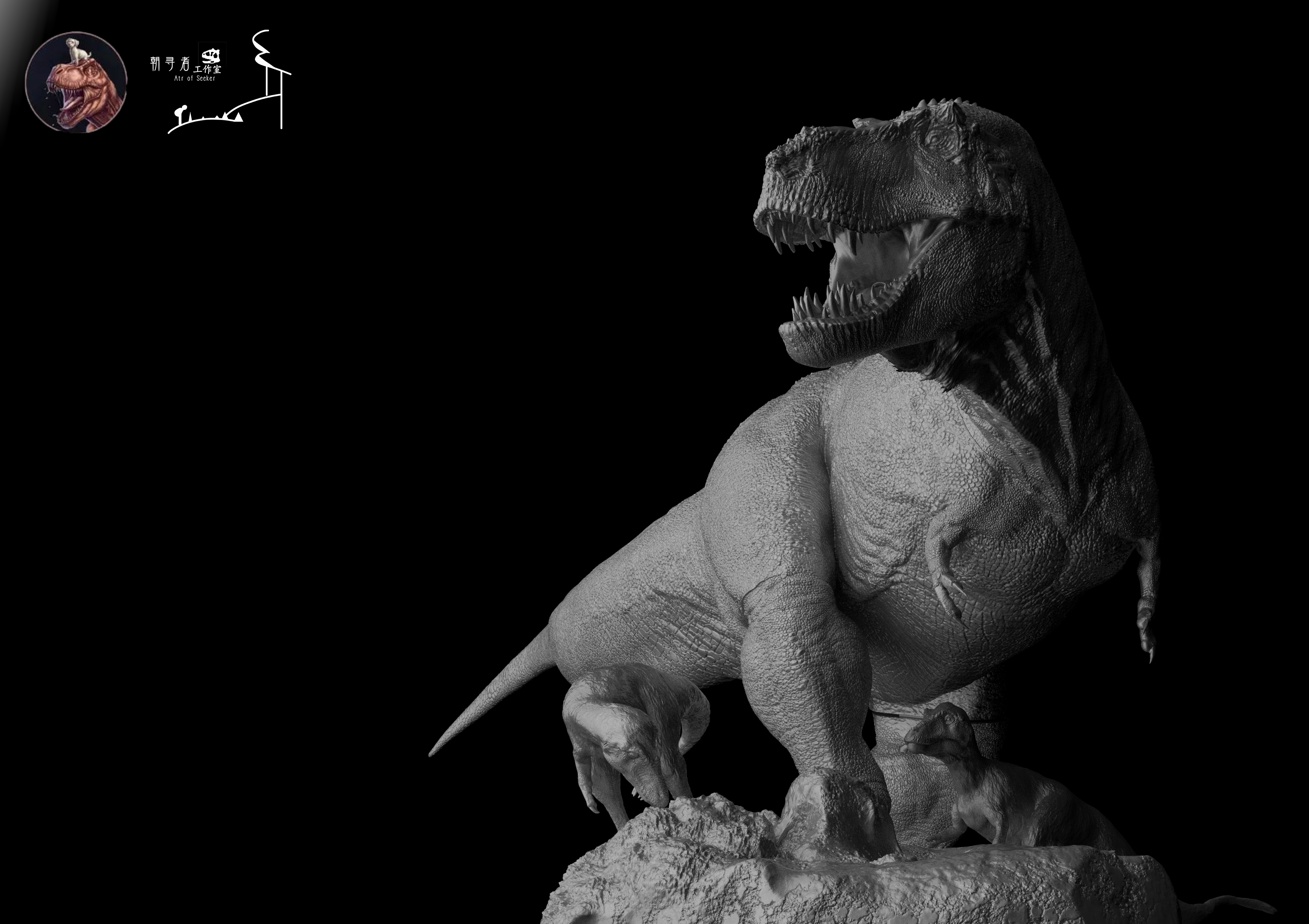 Atr of Seeker Studio 1/18 Scale Tyrannosaurus Rex Osborn Family Scene Model Kit