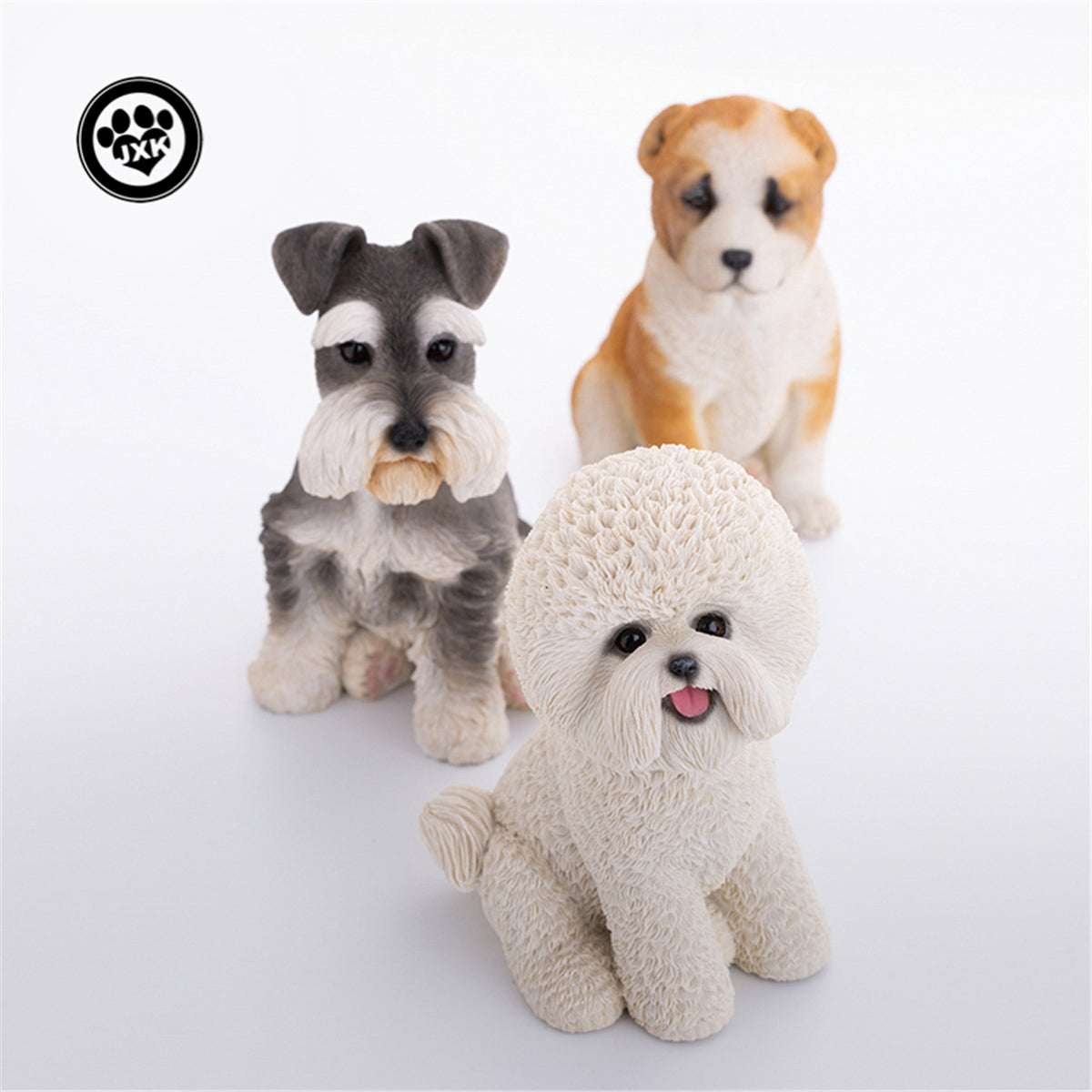 JXK Bichon Frise Schnauzer Shepherd Dog Figure