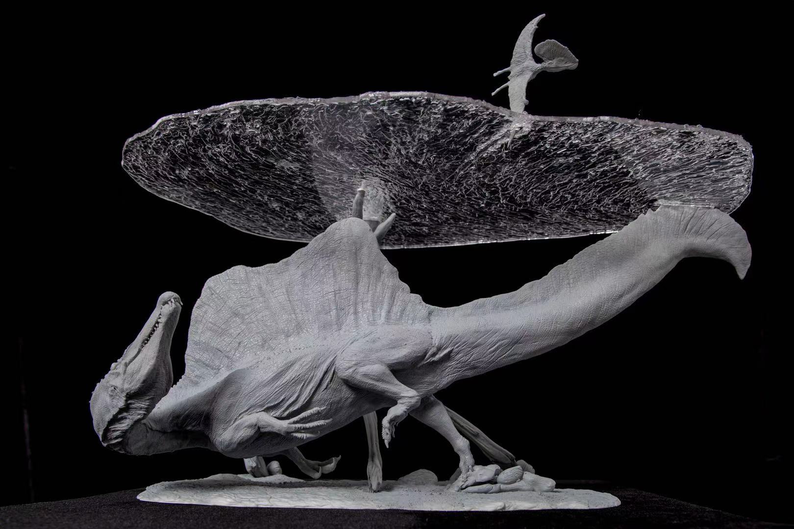 1/20 Spinosaurus Pterosaur Water Scene Statue Unpainted Kit