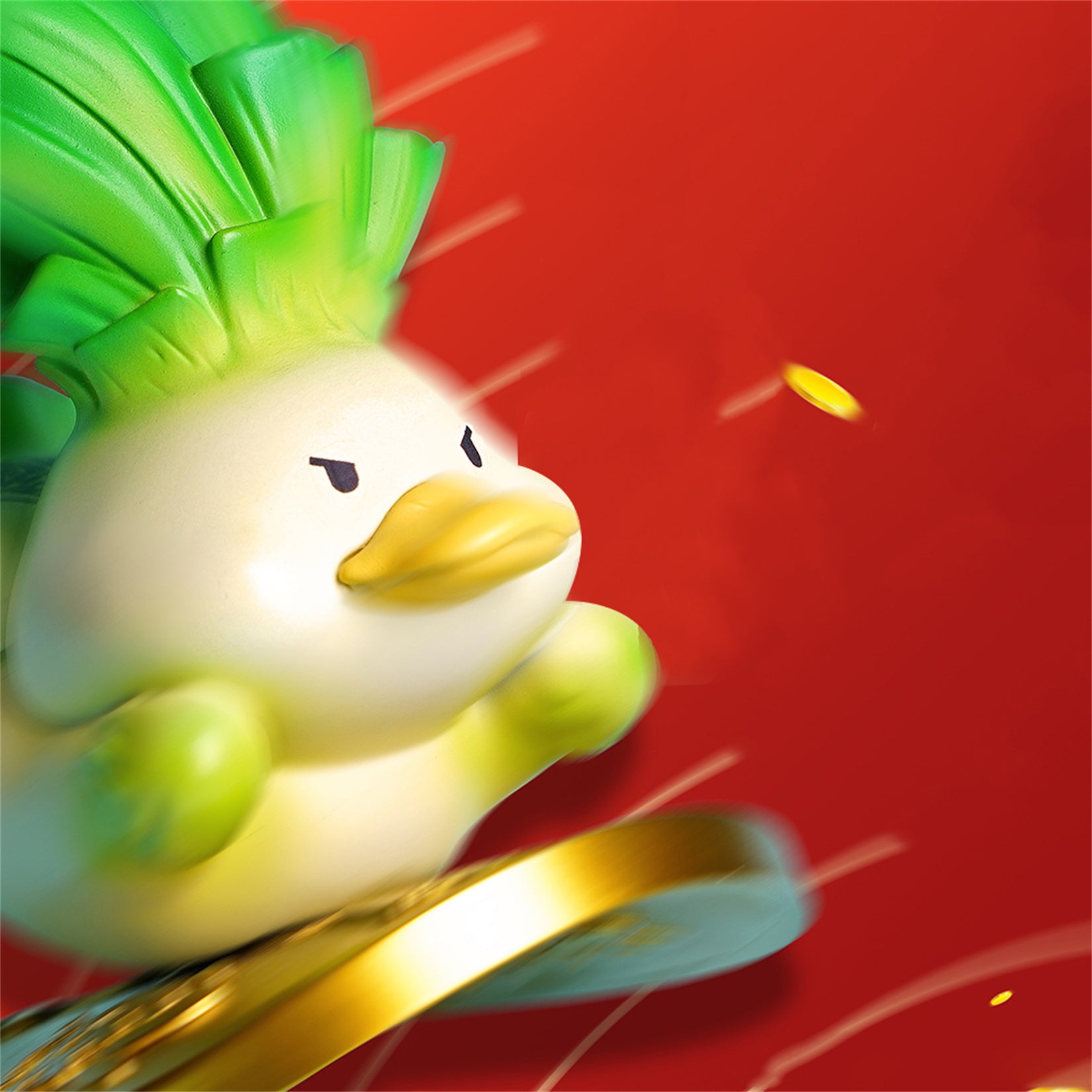 Figurine de canard porte-bonheur en résine 