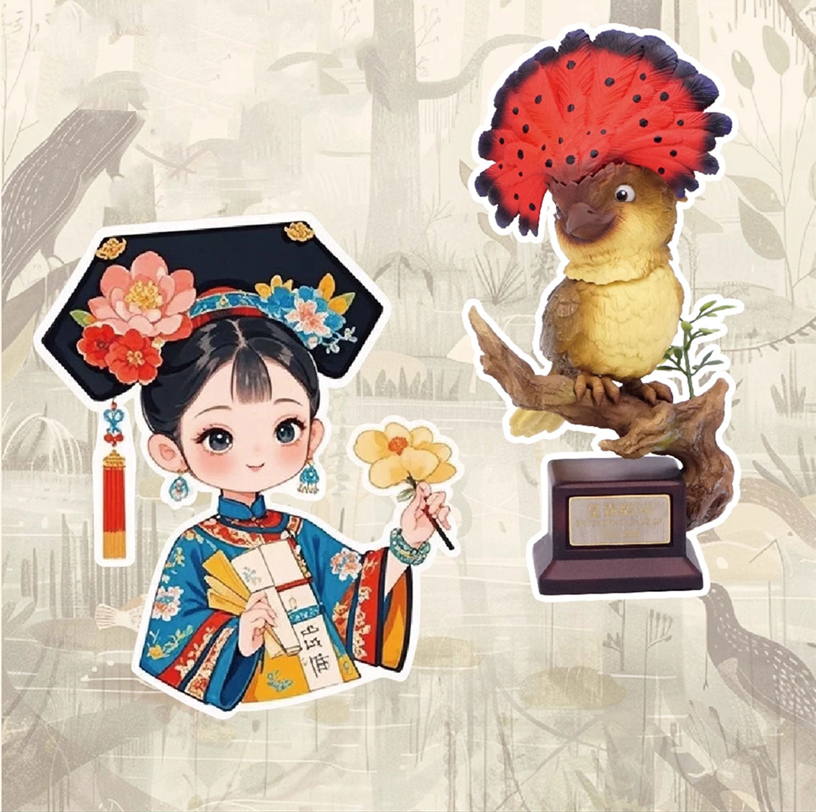 Onychorhynchus Coronatus Model Resin Bird Figure