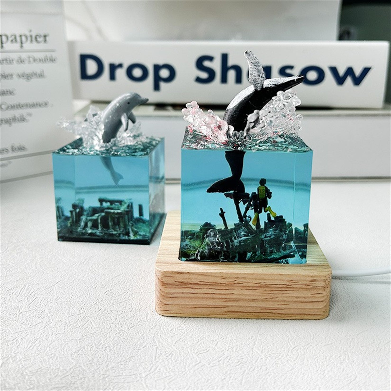 Resin Ocean Lamp Dolphins Model Humpback Figure