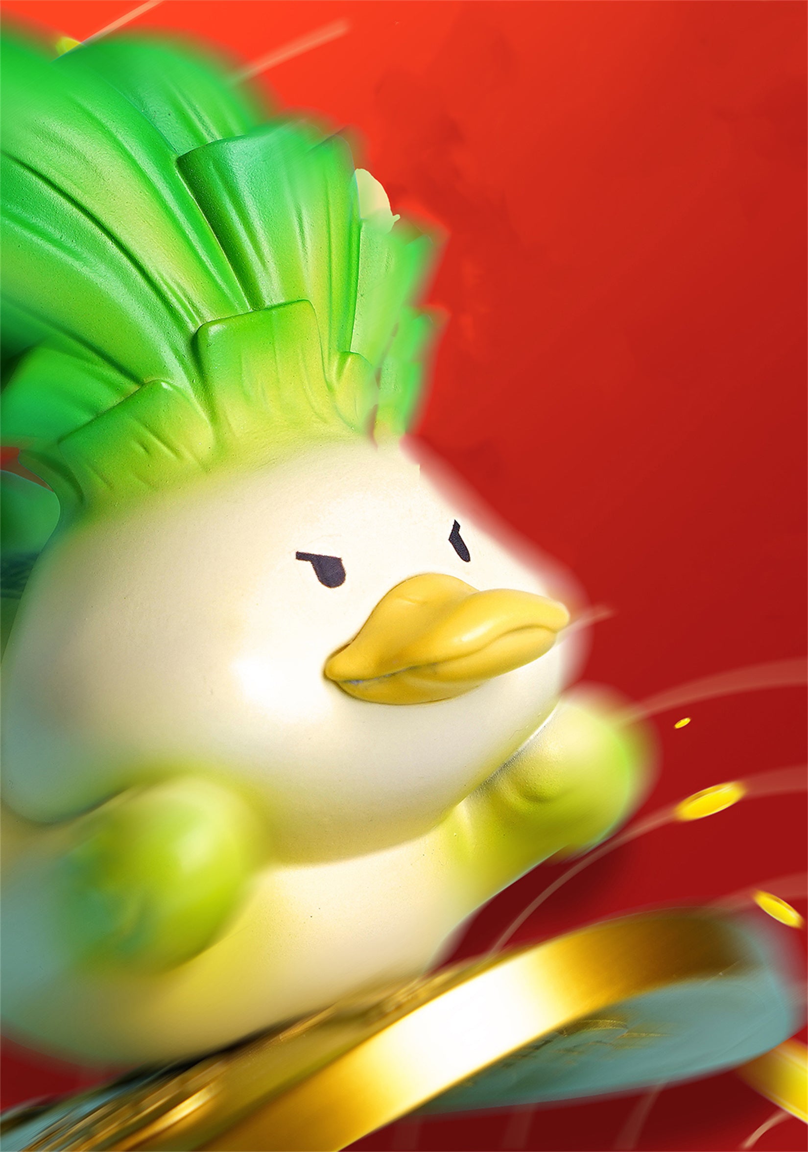 Figurine de canard porte-bonheur en résine 