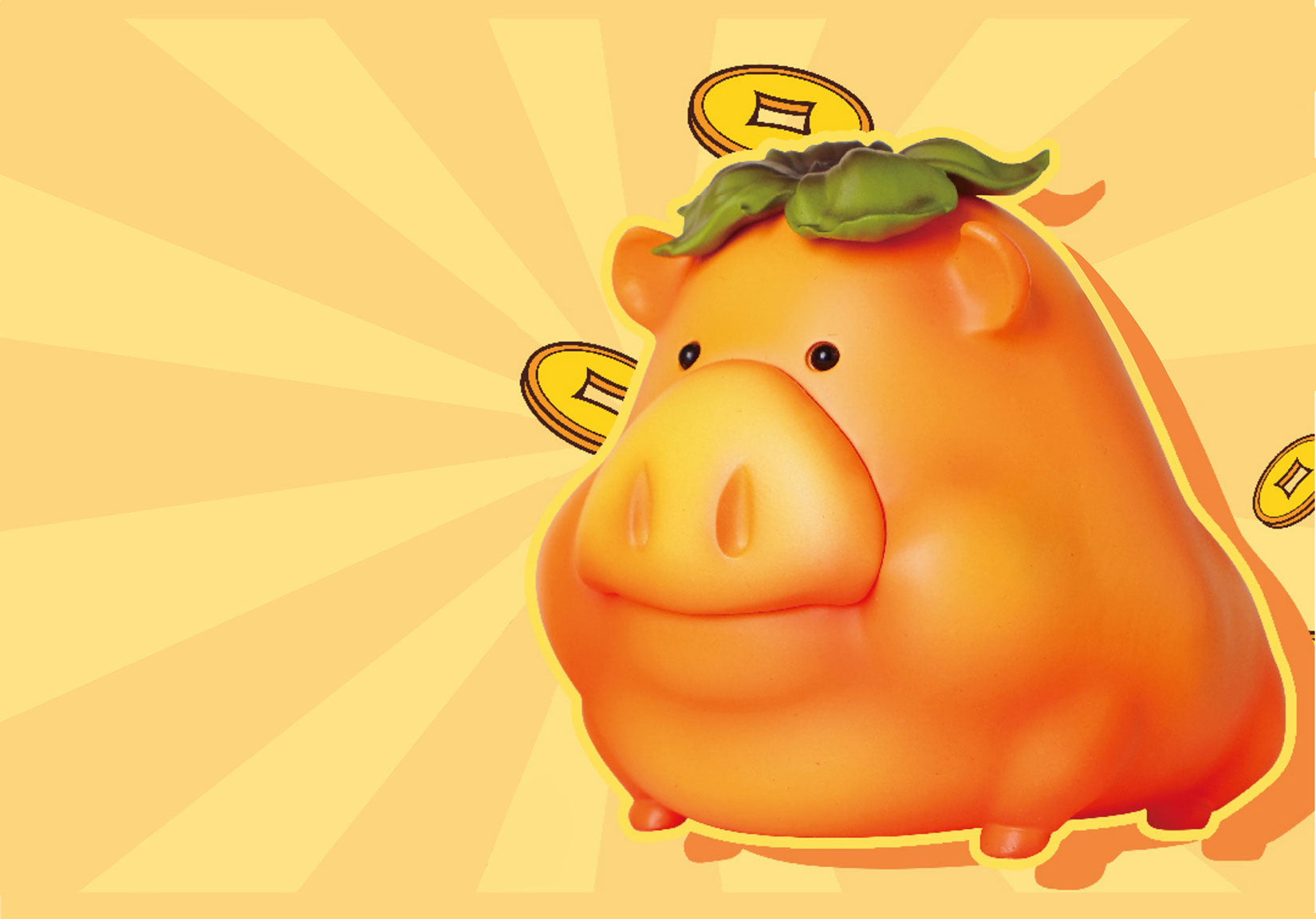 Propitious Pig Fruit Sculpture Resin Model