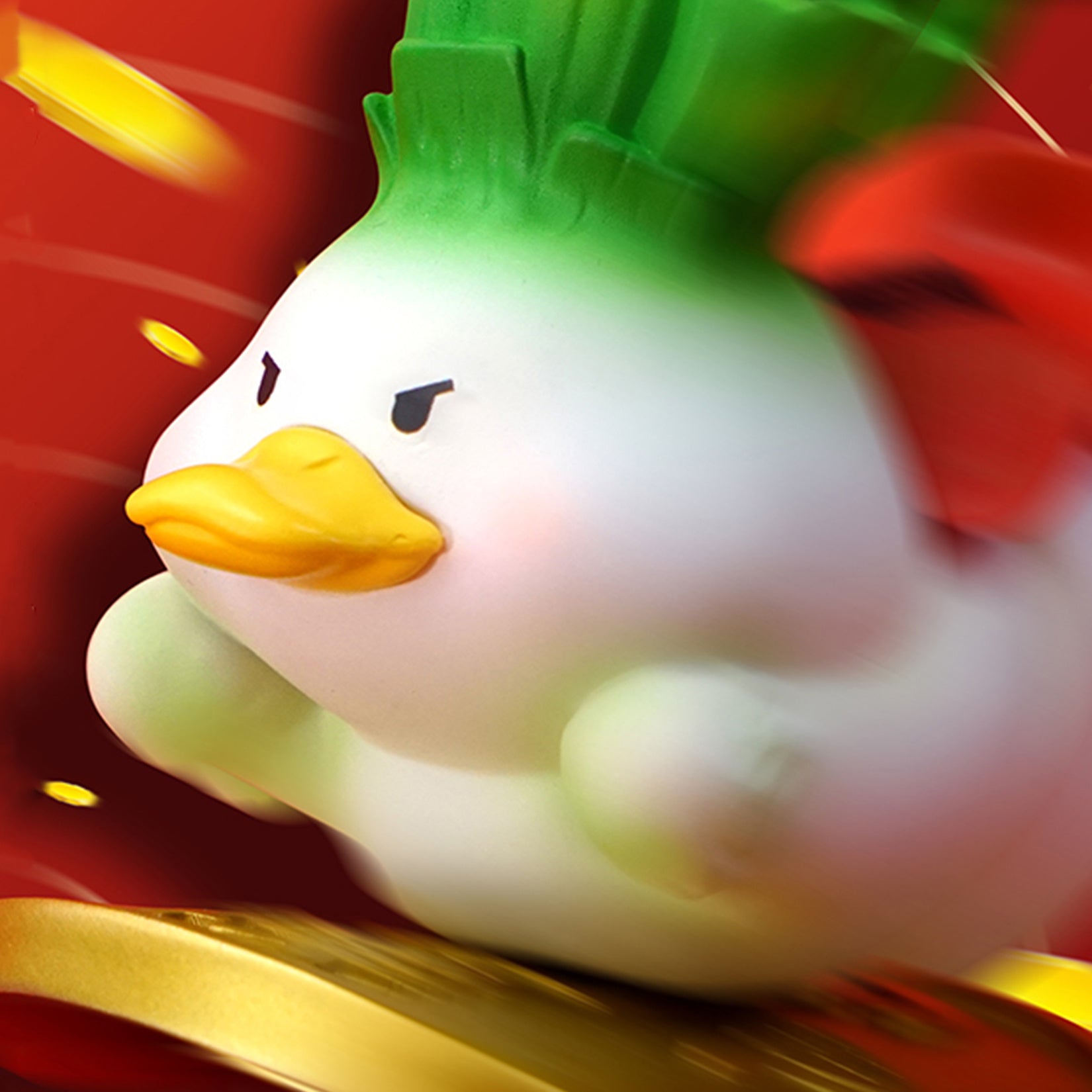 Figurine de canard porte-bonheur en résine 