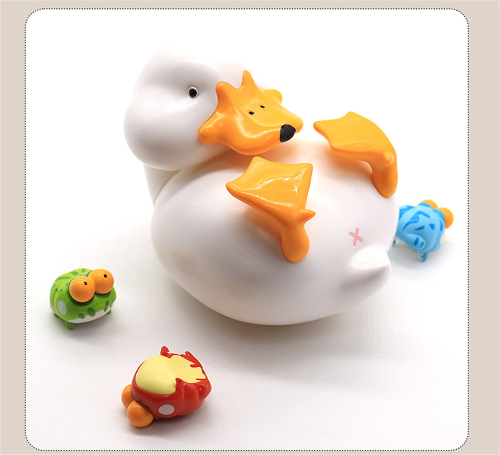 PVC Animal Sculptures Duck and Three Frogs Model Decor