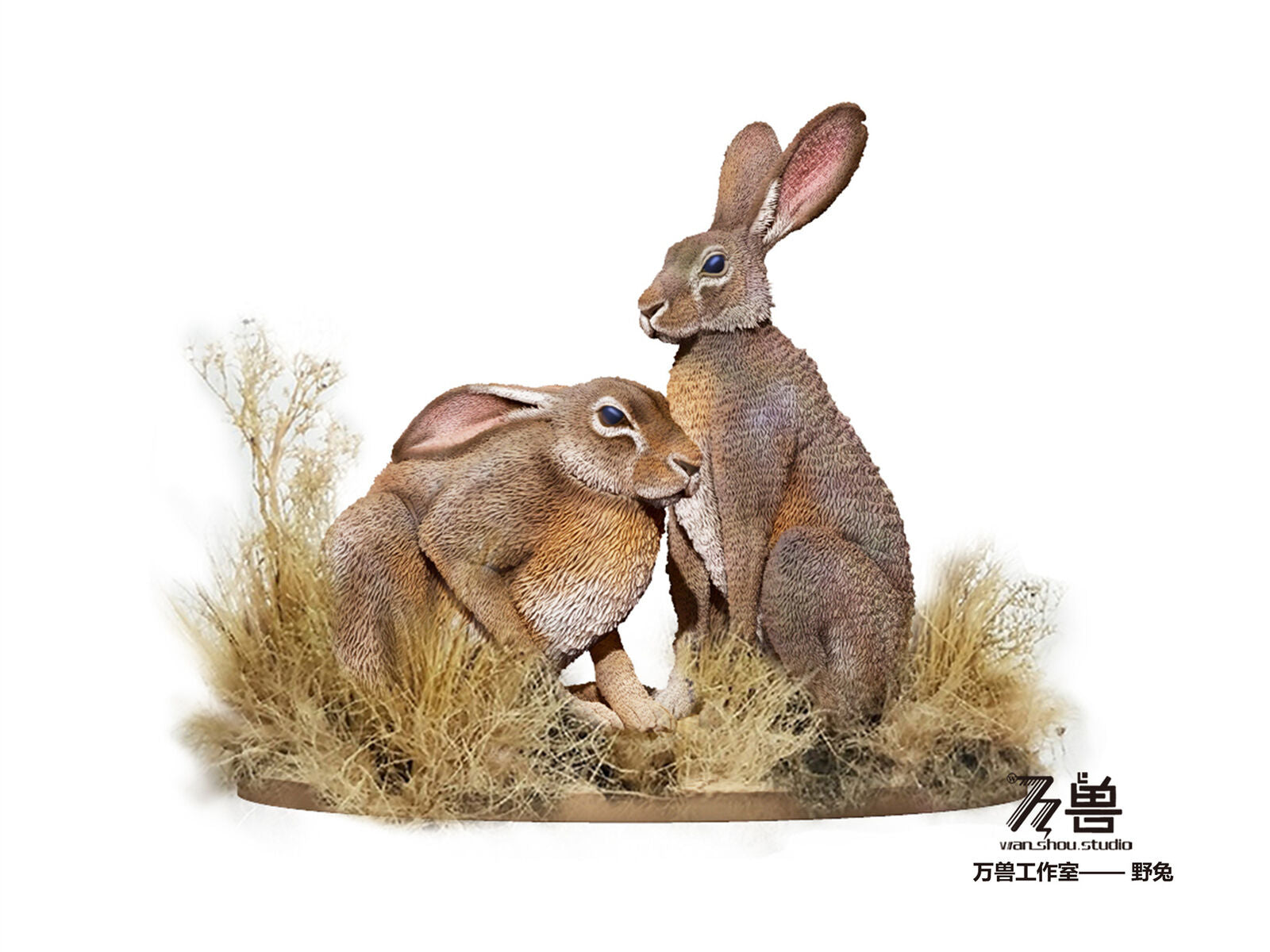 WANSHOU Hunting Leopard Scene Statue