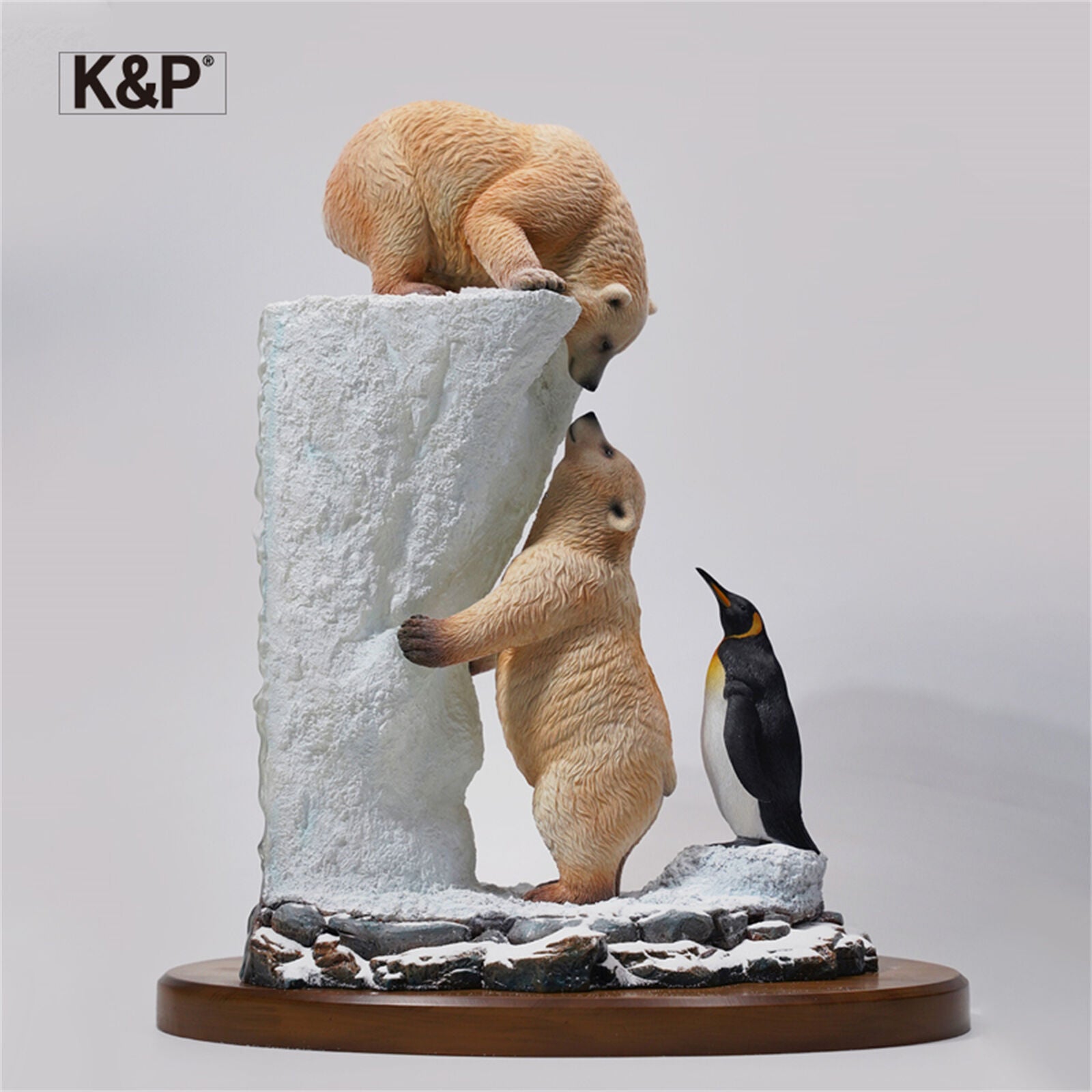 K&P An Arctic Appointment Polar Bear Penguins Scene Statue