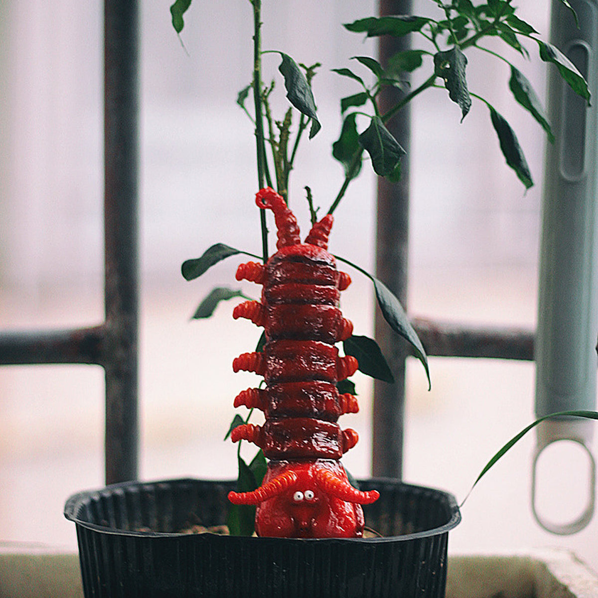 Red Centipede Articulated Head Insect Desktop Ornament