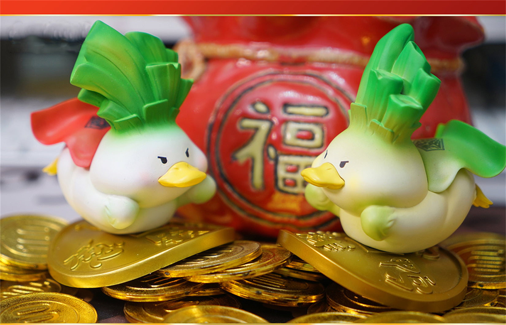 Figurine de canard porte-bonheur en résine 