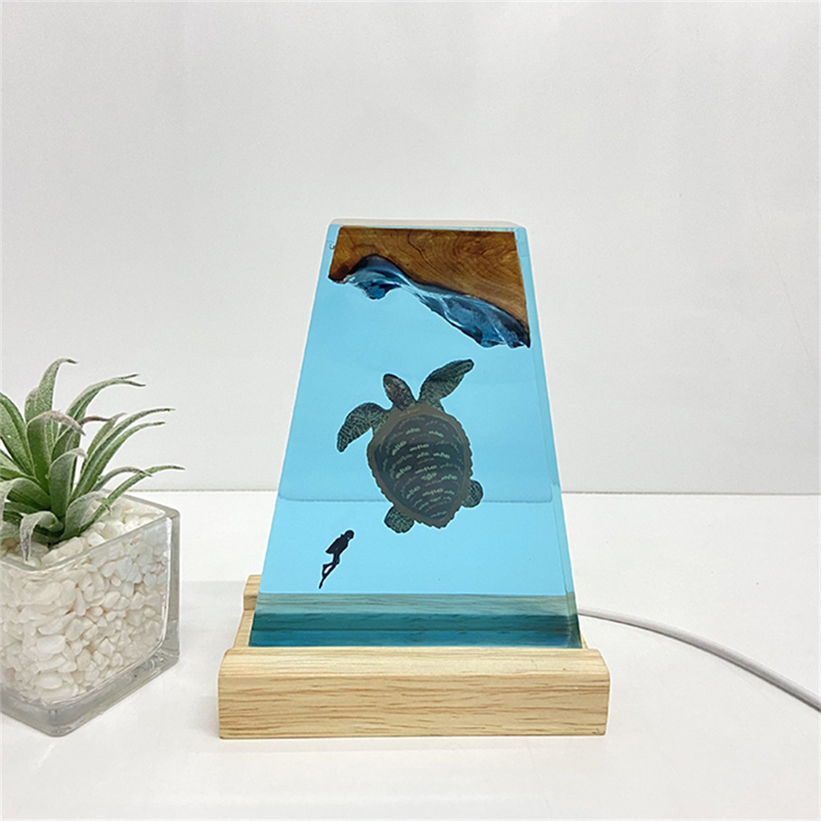 Resin Sea Turtle Figurine Night Light