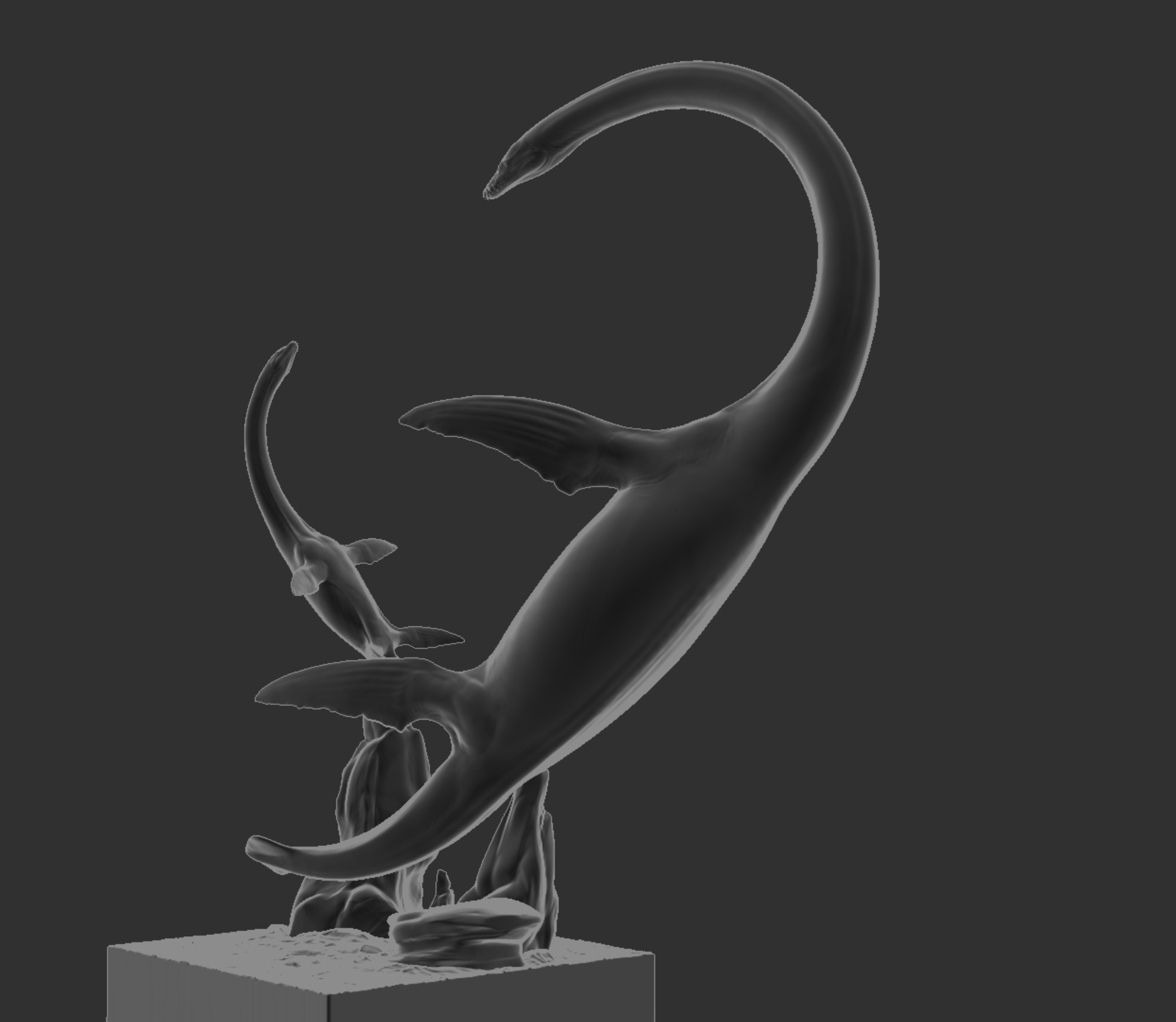 LINGHU ART STUDIO Elasmosaurus Scene Model