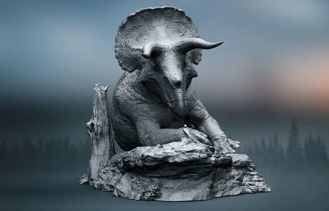 Vlad Konstantinov 1:10 Scale Triceratops Scene Statue