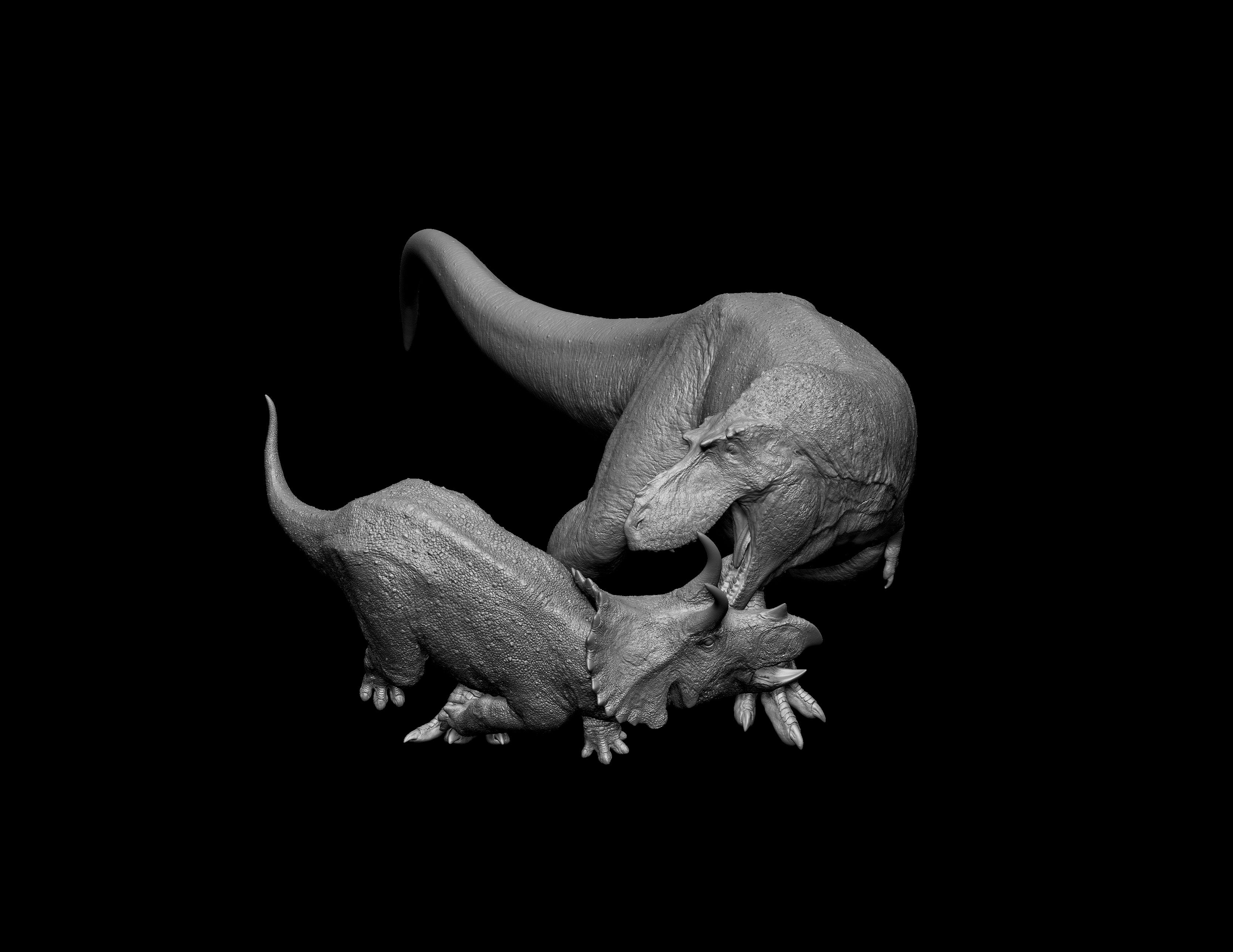 SHOWANNA 1:18 Scale Albertosaurus Eotriceratops Baby Statue