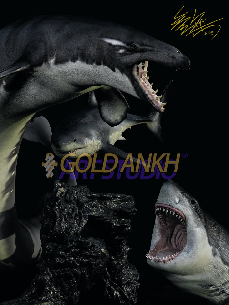 Gold Ankh Studio 1/35 Scale Basilosaurus Otodus Scene Model