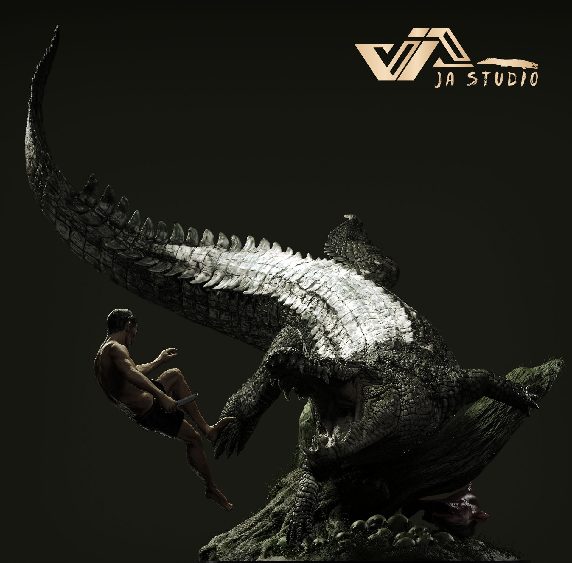 JA Studio Saltwater Crocodile Bujang Senang Scene Model