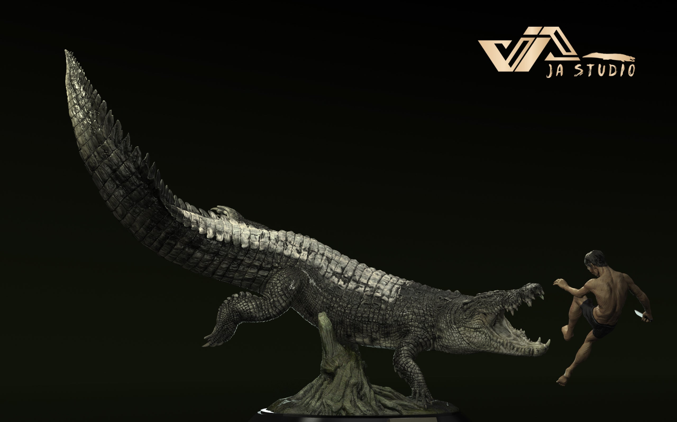JA Studio Saltwater Crocodile Bujang Senang Scene Model
