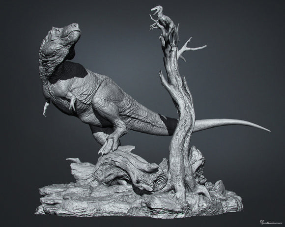 Vlad Konstantinov Tyrannosaurus Acheroraptor Scene Statue