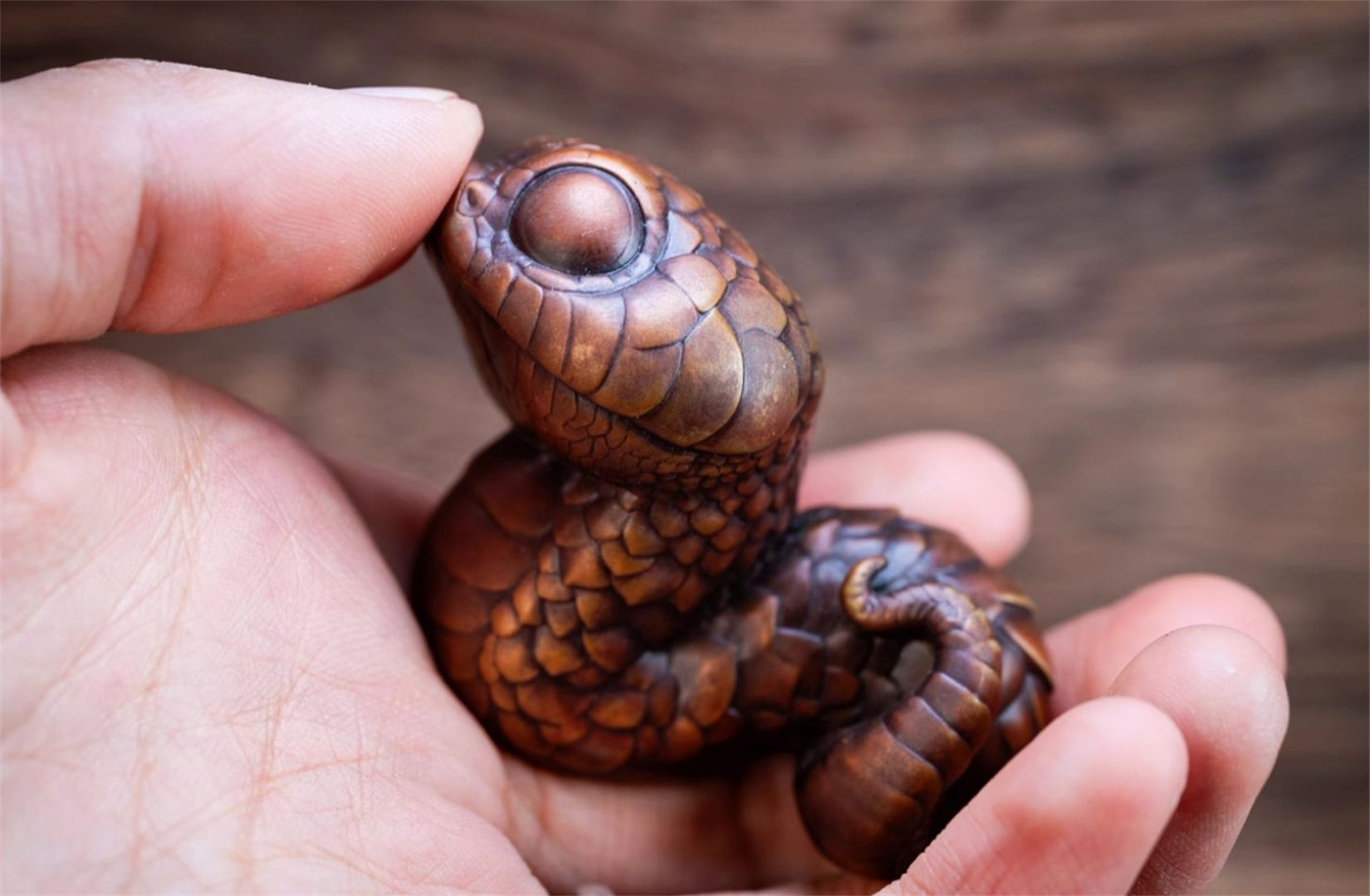 Bronze Hognose Snake Sculpture Animal Figure