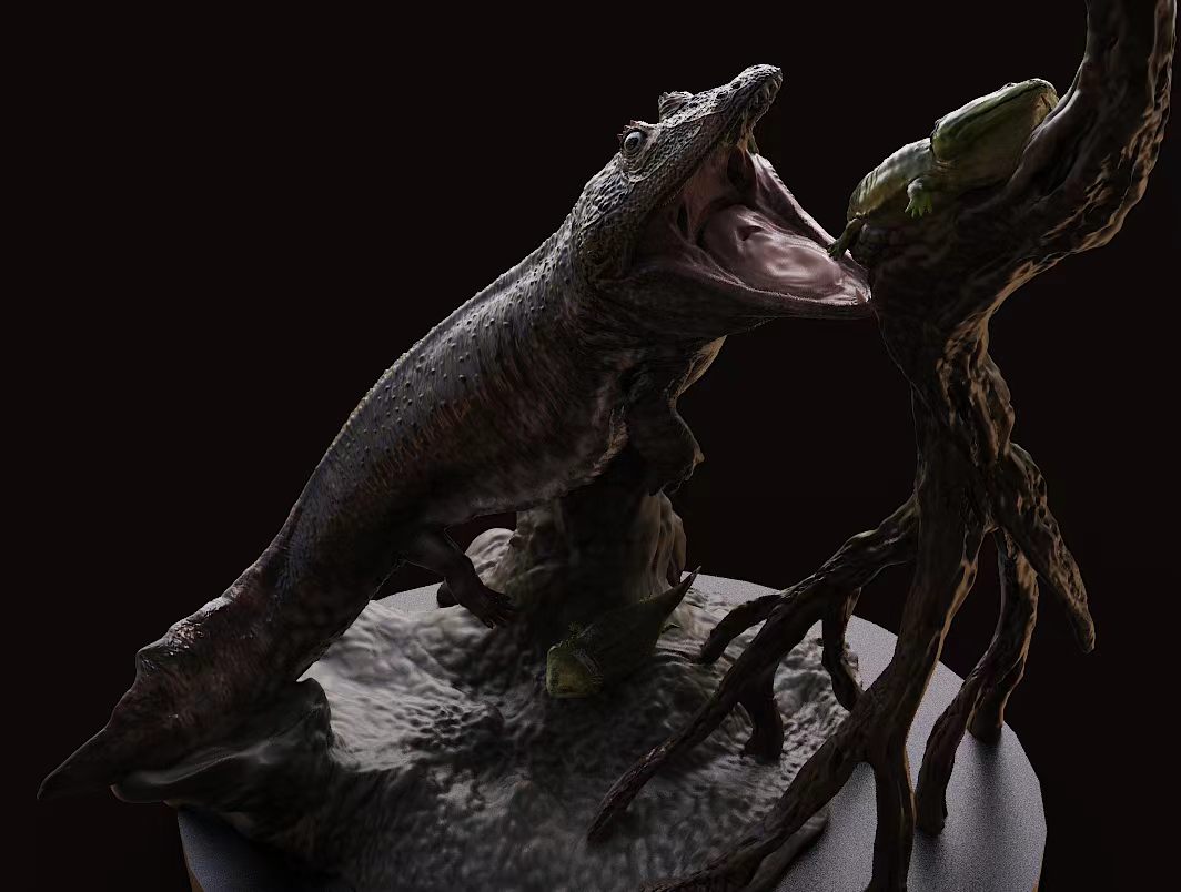 Gold Ankh Studio Mastodonsaurus Gerrothorax Scene Model