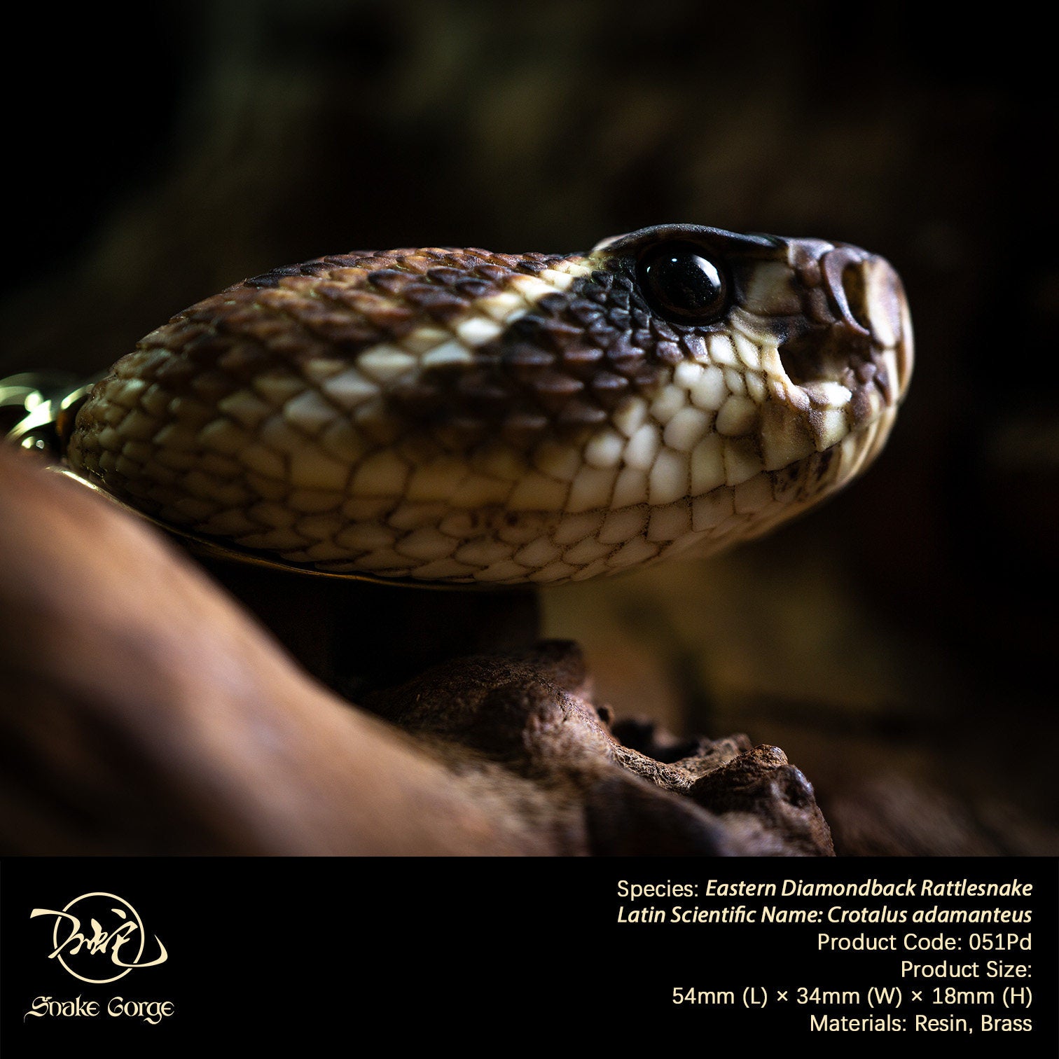 Snake Gorge Eastern diamondback rattlesnake Pendant Model