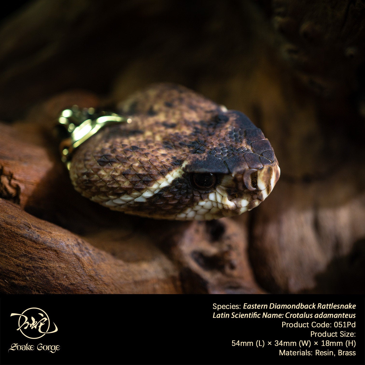 Snake Gorge Eastern diamondback rattlesnake Pendant Model