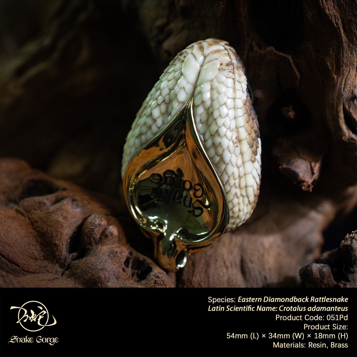 Snake Gorge Eastern diamondback rattlesnake Pendant Model