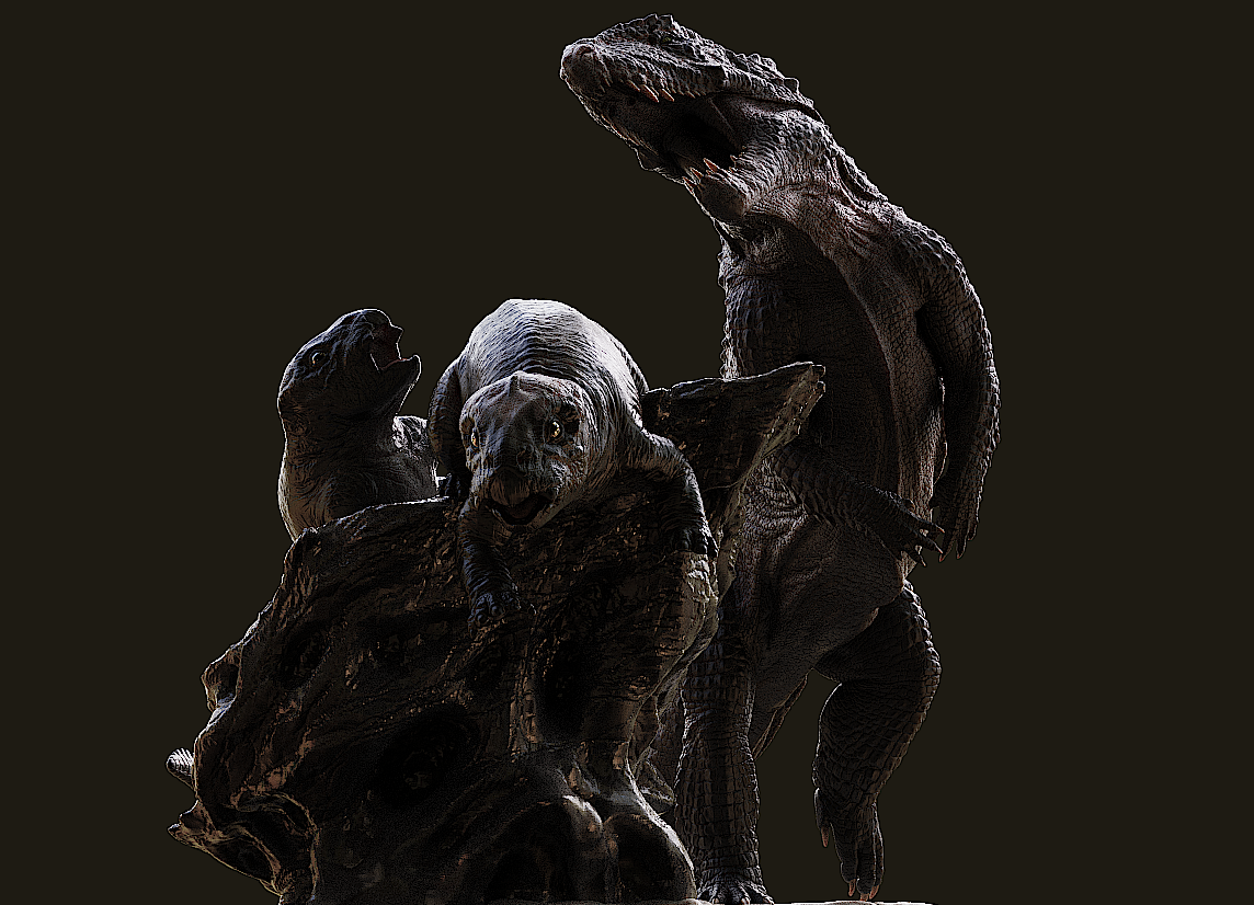 Gold Ankh Studio Postosuchus kirkpatricki Placerias Scene Model