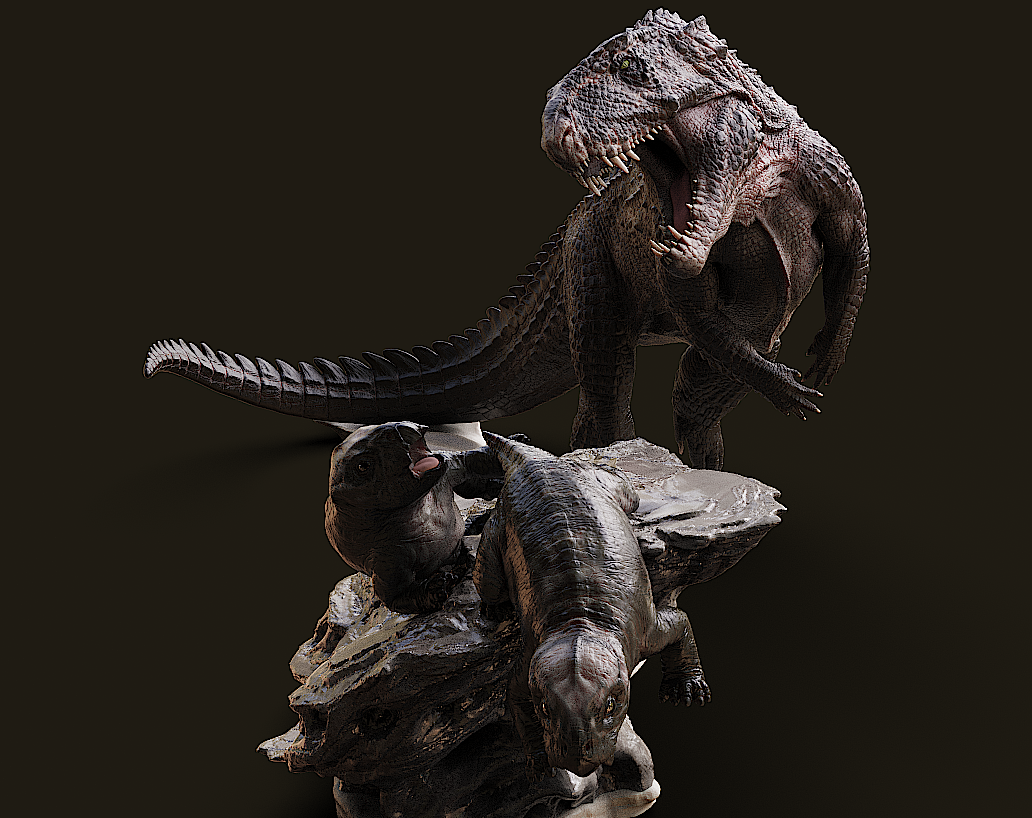 Gold Ankh Studio Postosuchus kirkpatricki Placerias Scene Model