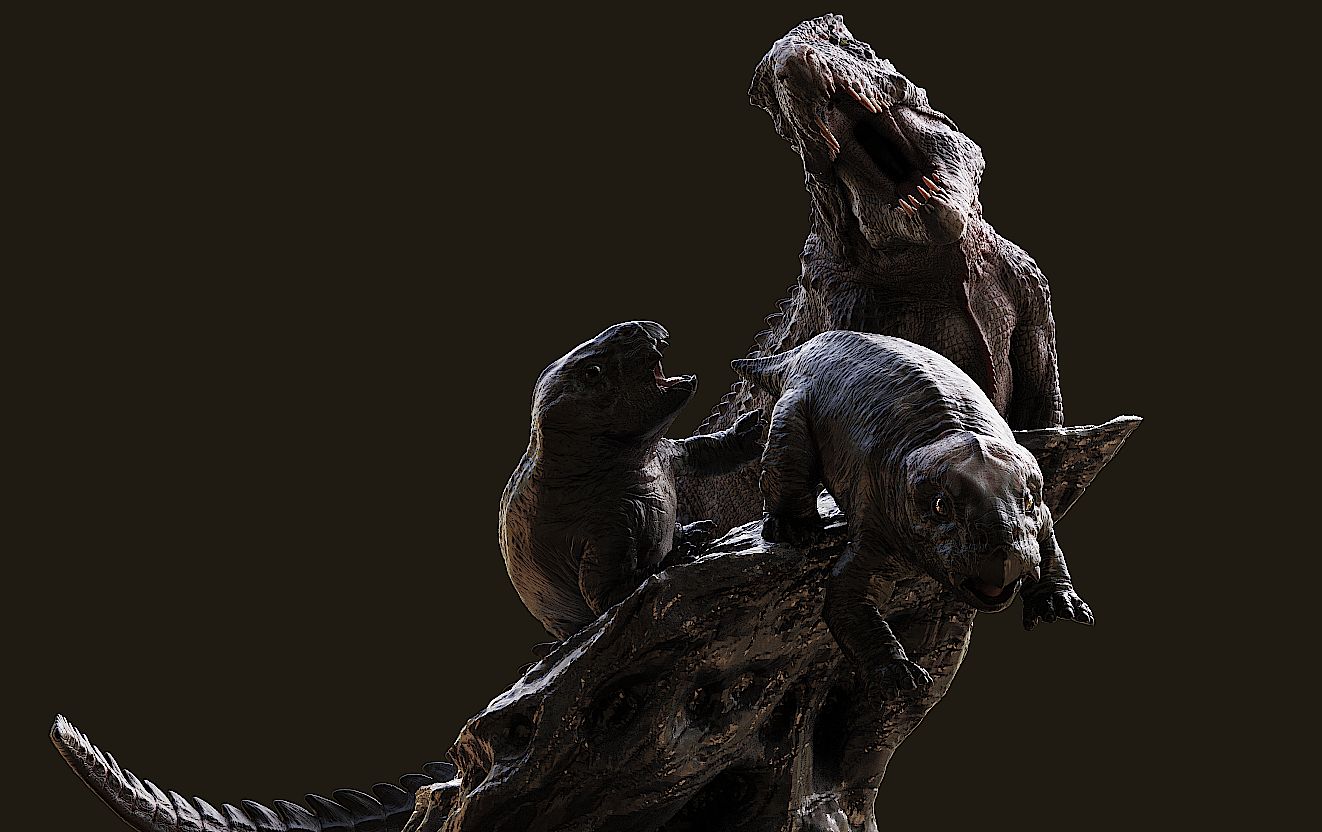 Gold Ankh Studio Postosuchus kirkpatricki Placerias Scene Model