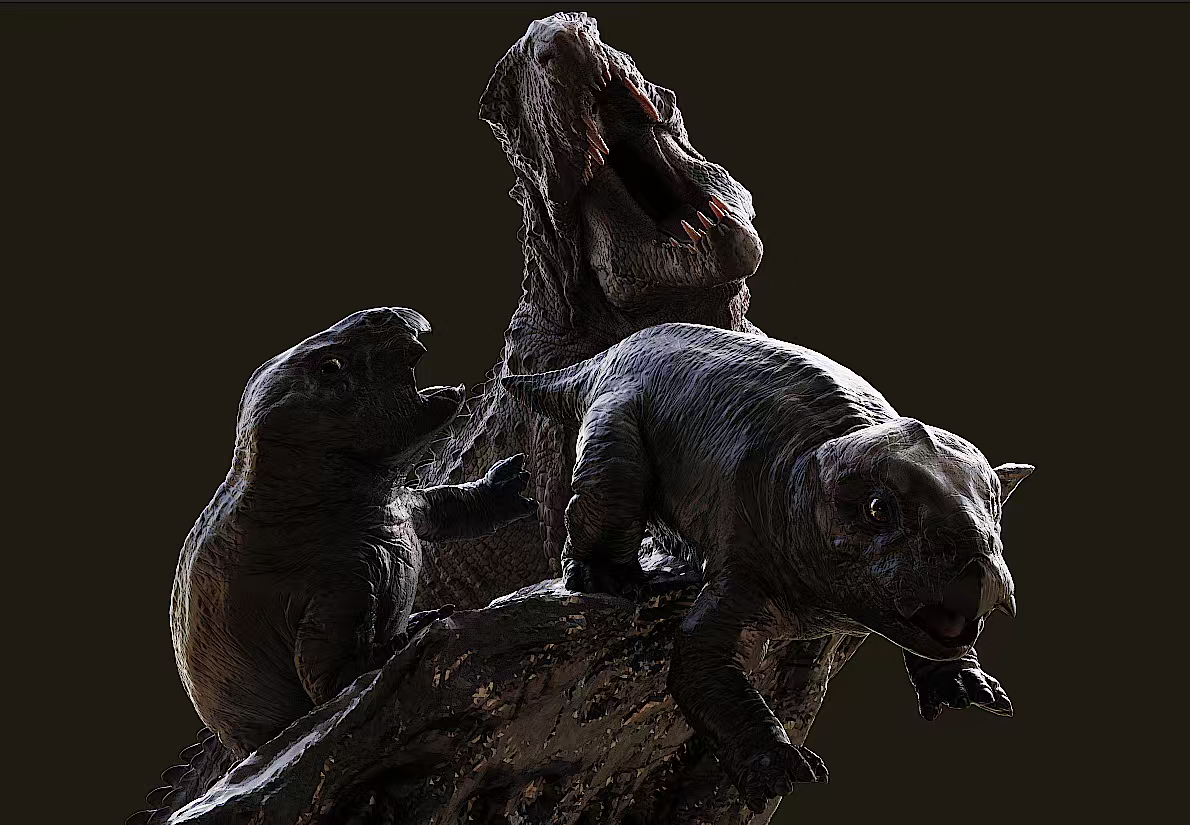 Gold Ankh Studio Postosuchus kirkpatricki Placerias Scene Model