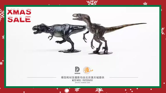 DINO DREAM Tyrannosaurus T Rex & Velociraptor Set FAUX-BRONZE Statue