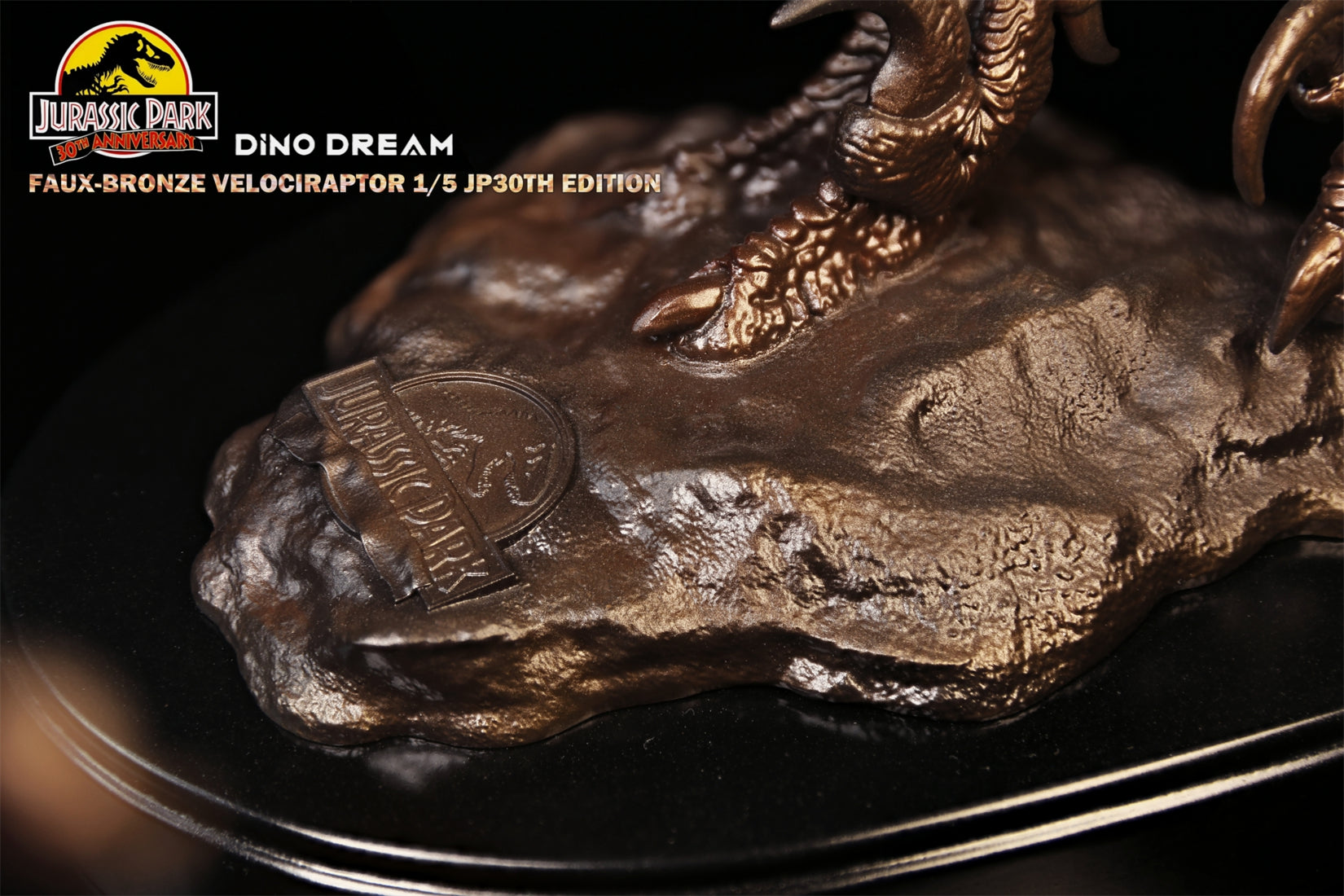 DINO DREAM FAUX-BRONZE VELOCIRAPTOR TREX STATUE