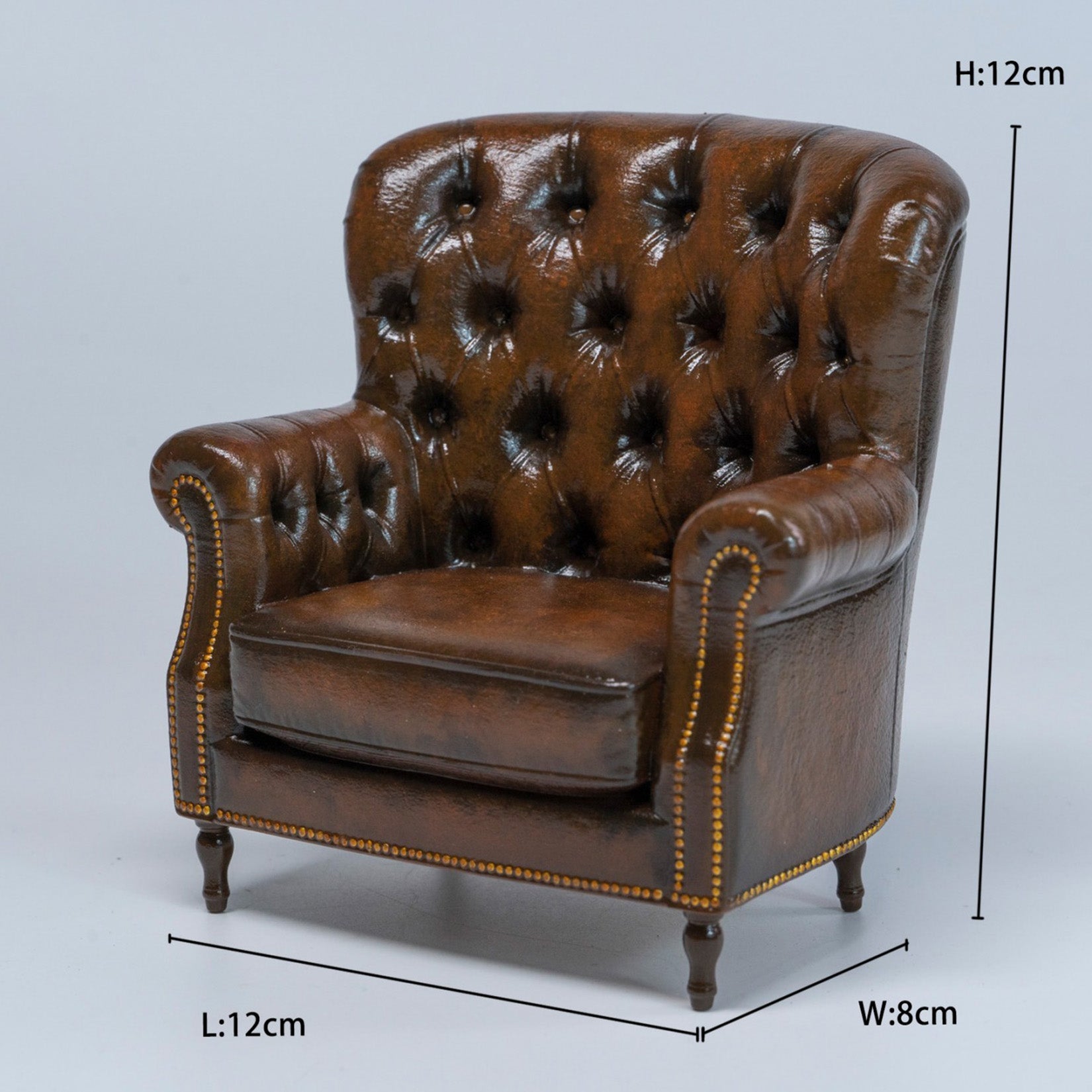 MMMTOYS Studio 1:12 Scale Brown British Vintage Sofa Figurine