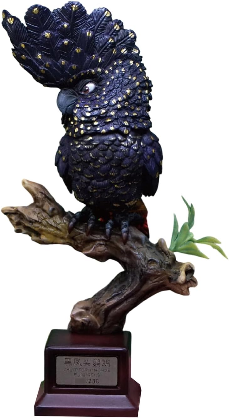 Calyptorhynchus Funereus Parrot Figure Cacatua Alba Model Collector (Black)